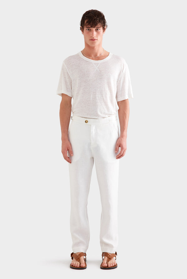 Side Tab Trouser - White