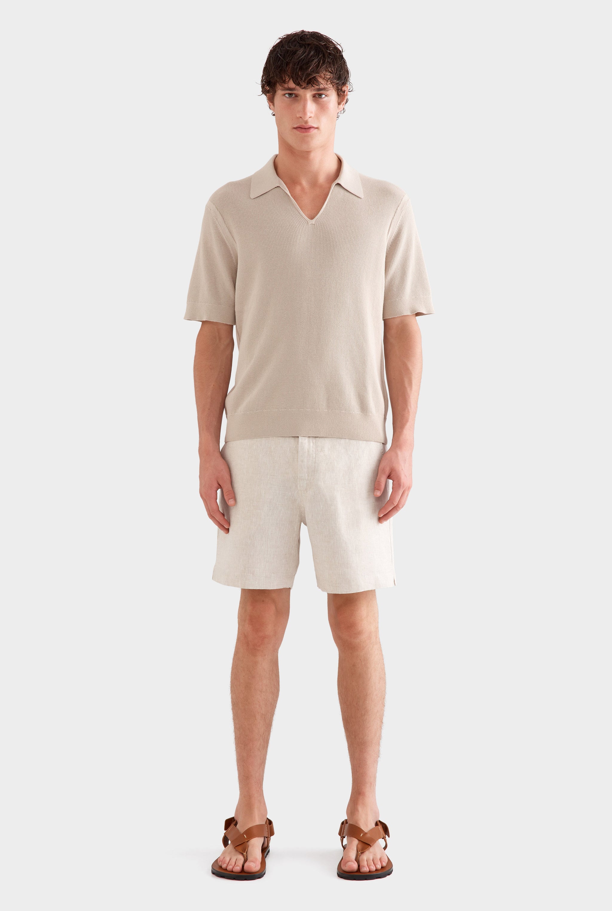 Lightweight Knit Polo - Taupe