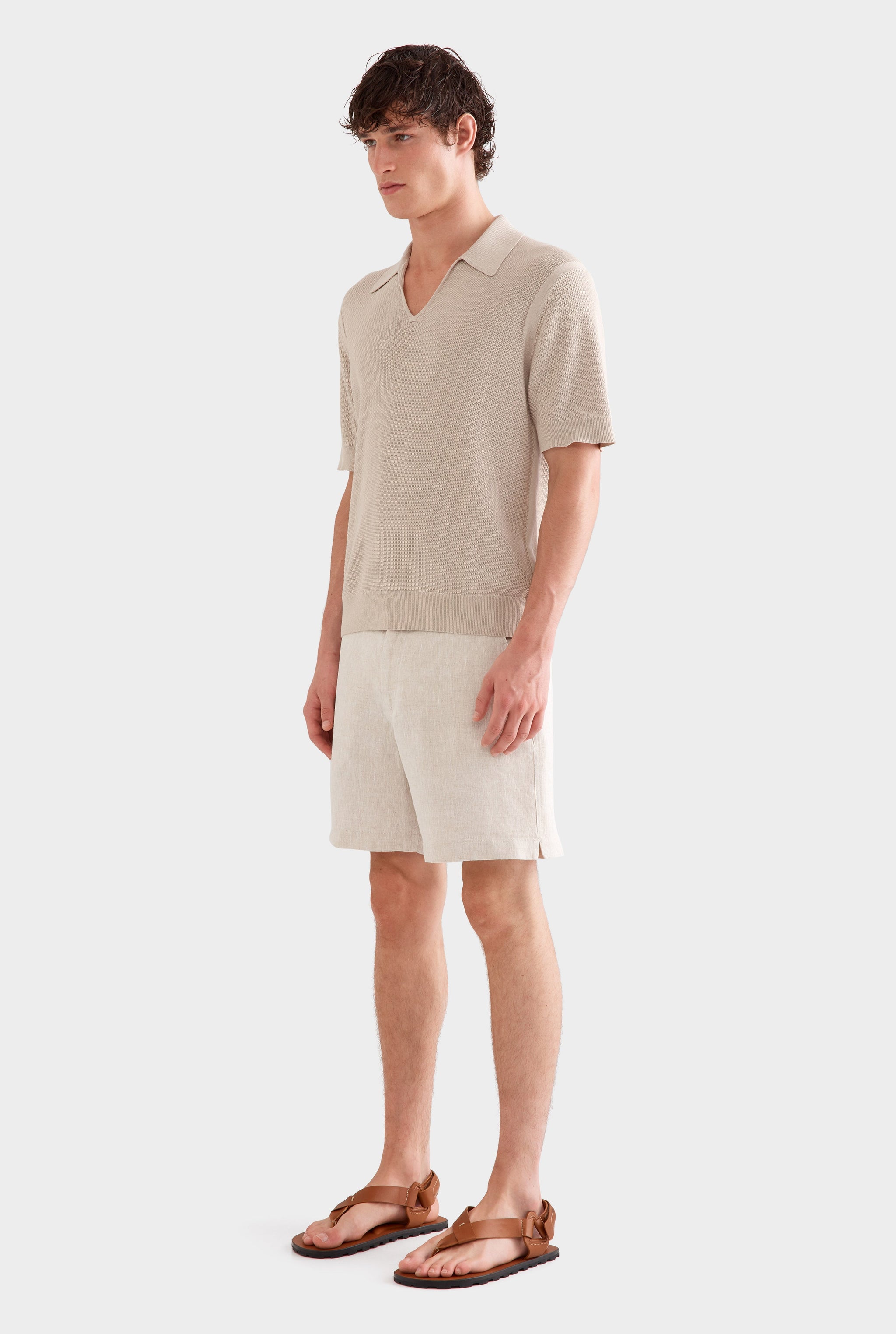 Lightweight Knit Polo - Taupe