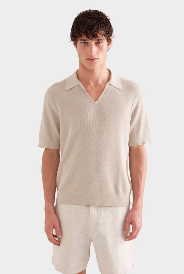 Lightweight Knit Polo - Taupe