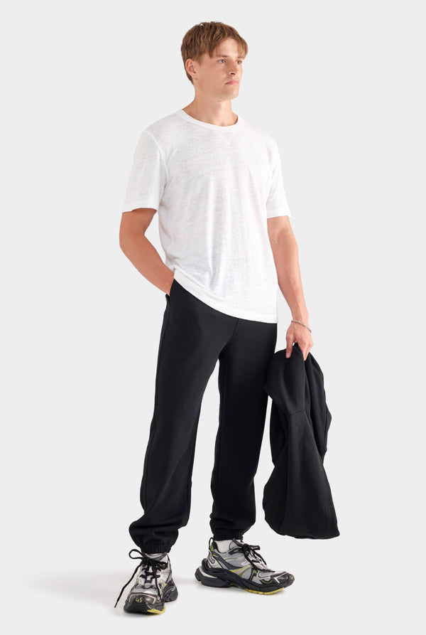 Coverstitch Linen T-Shirt - White