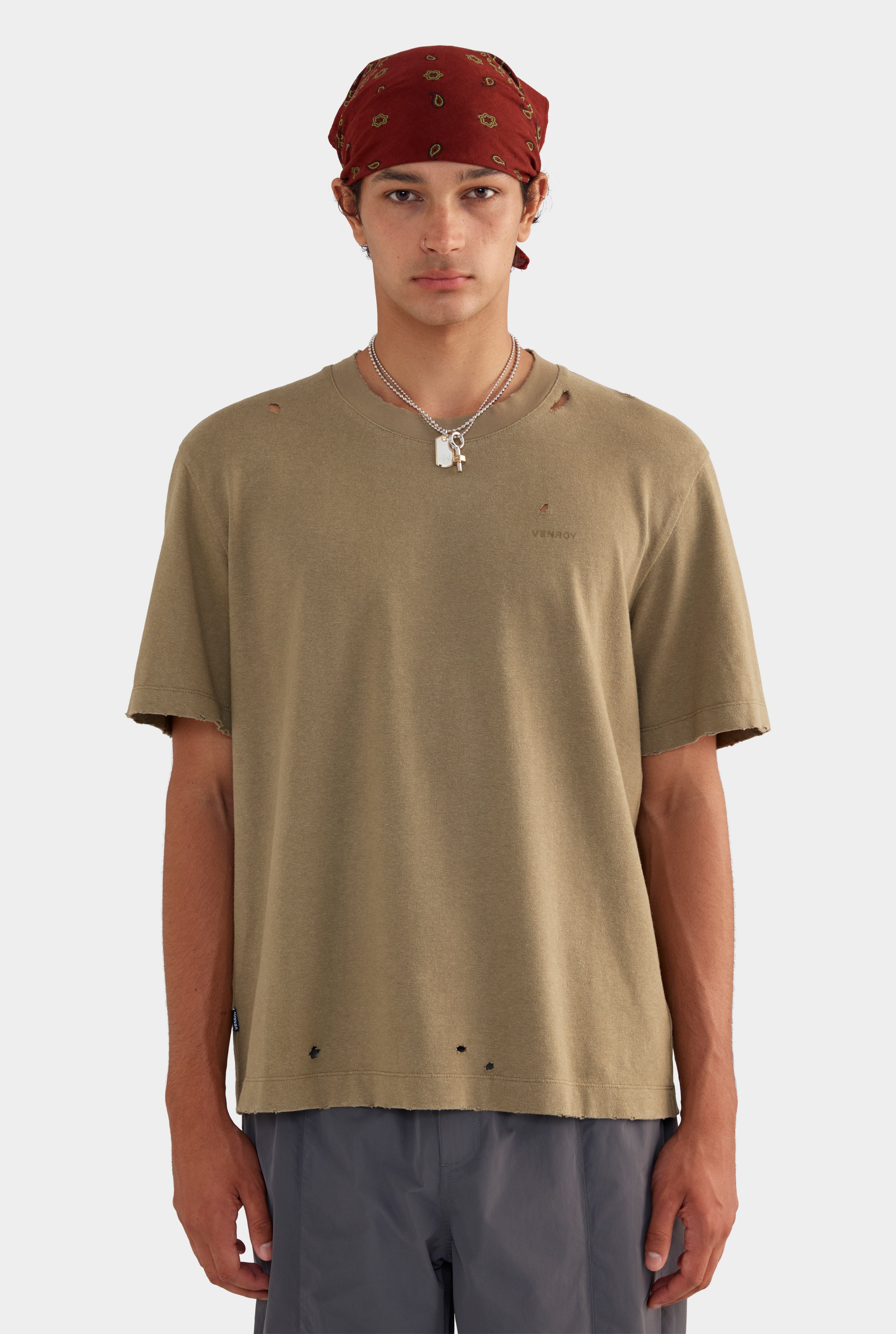 Distressed T-Shirt - Khaki