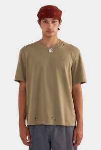 Distressed T-Shirt - Khaki