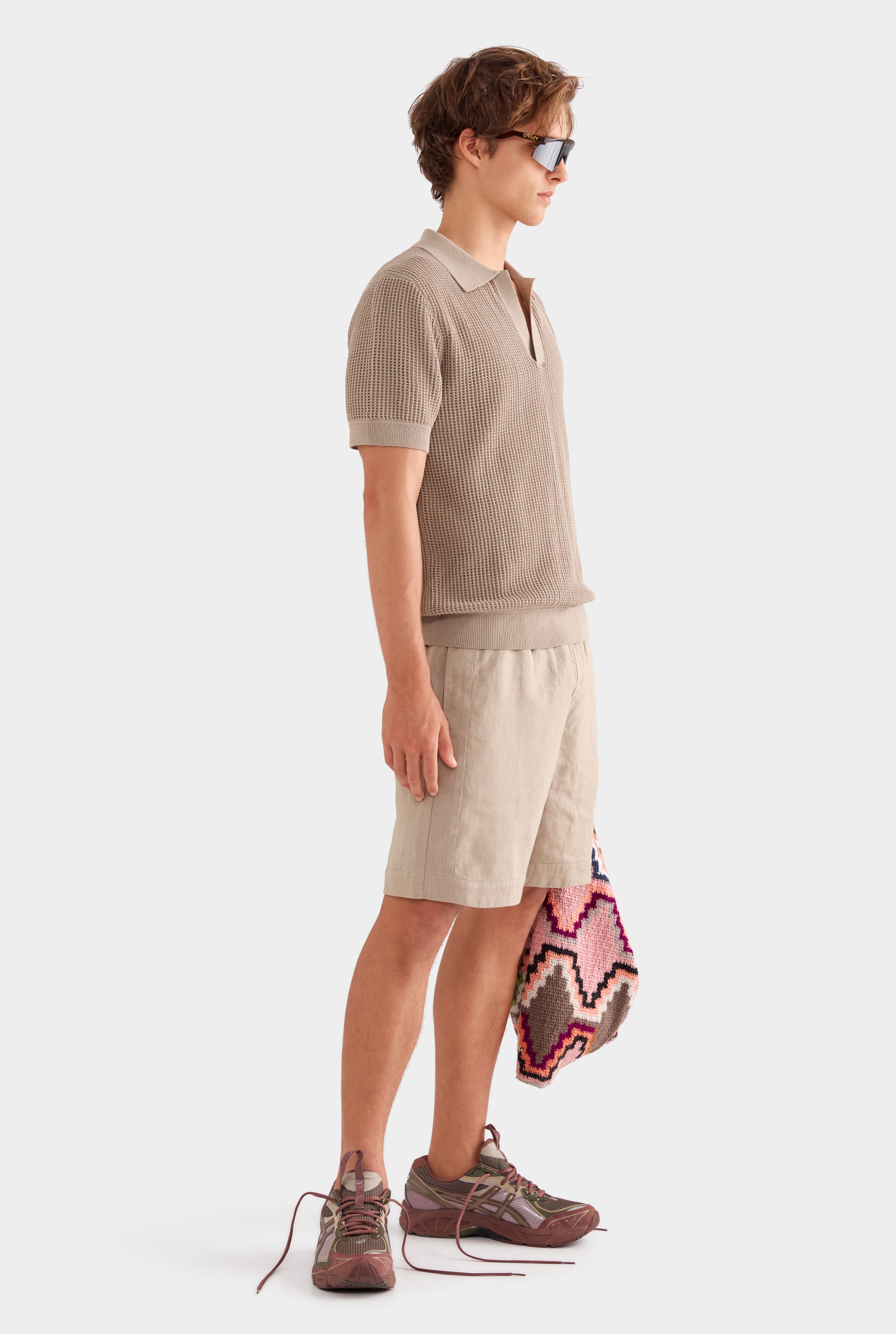 Double Layer Knit Polo - Pebble