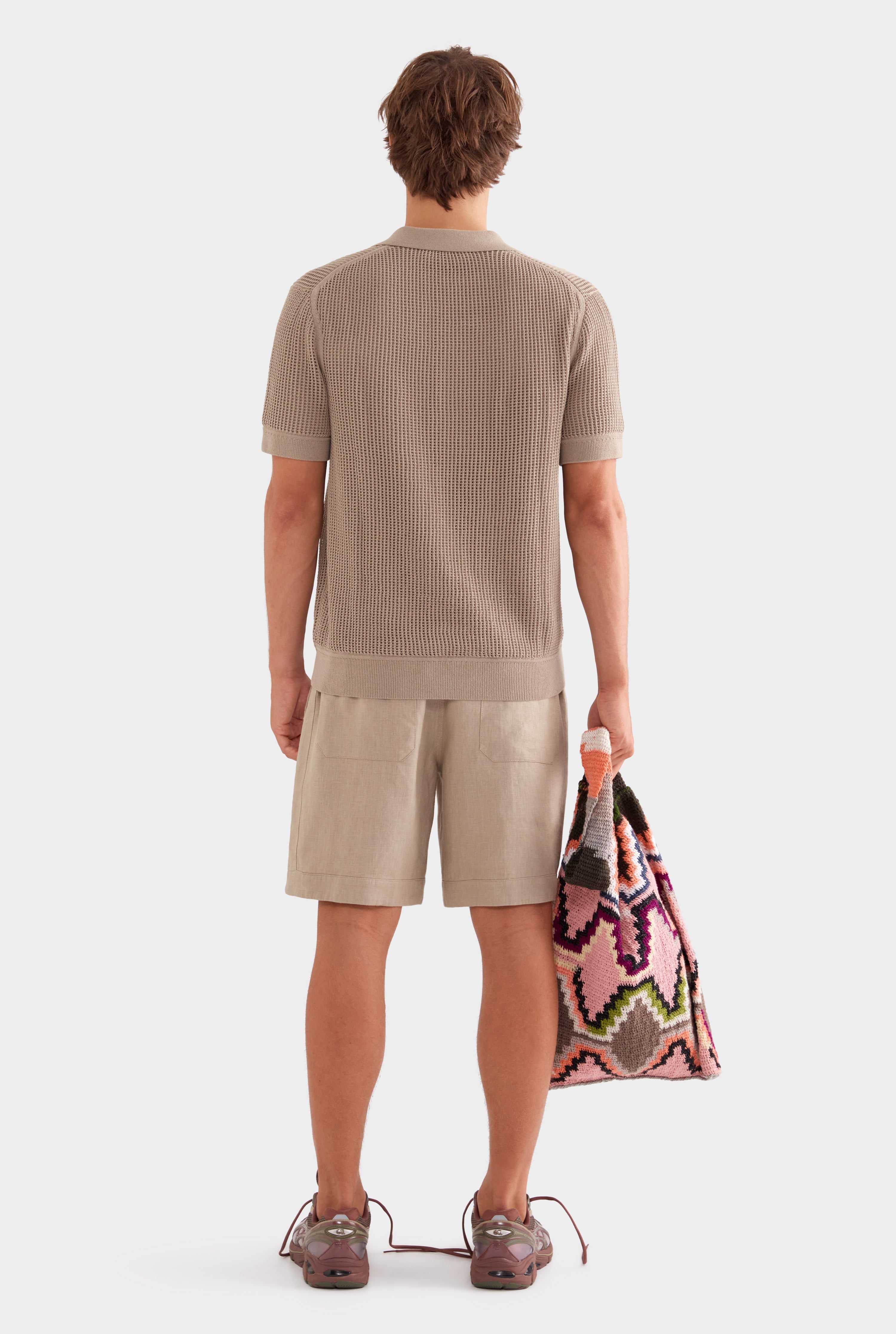Double Layer Knit Polo - Pebble