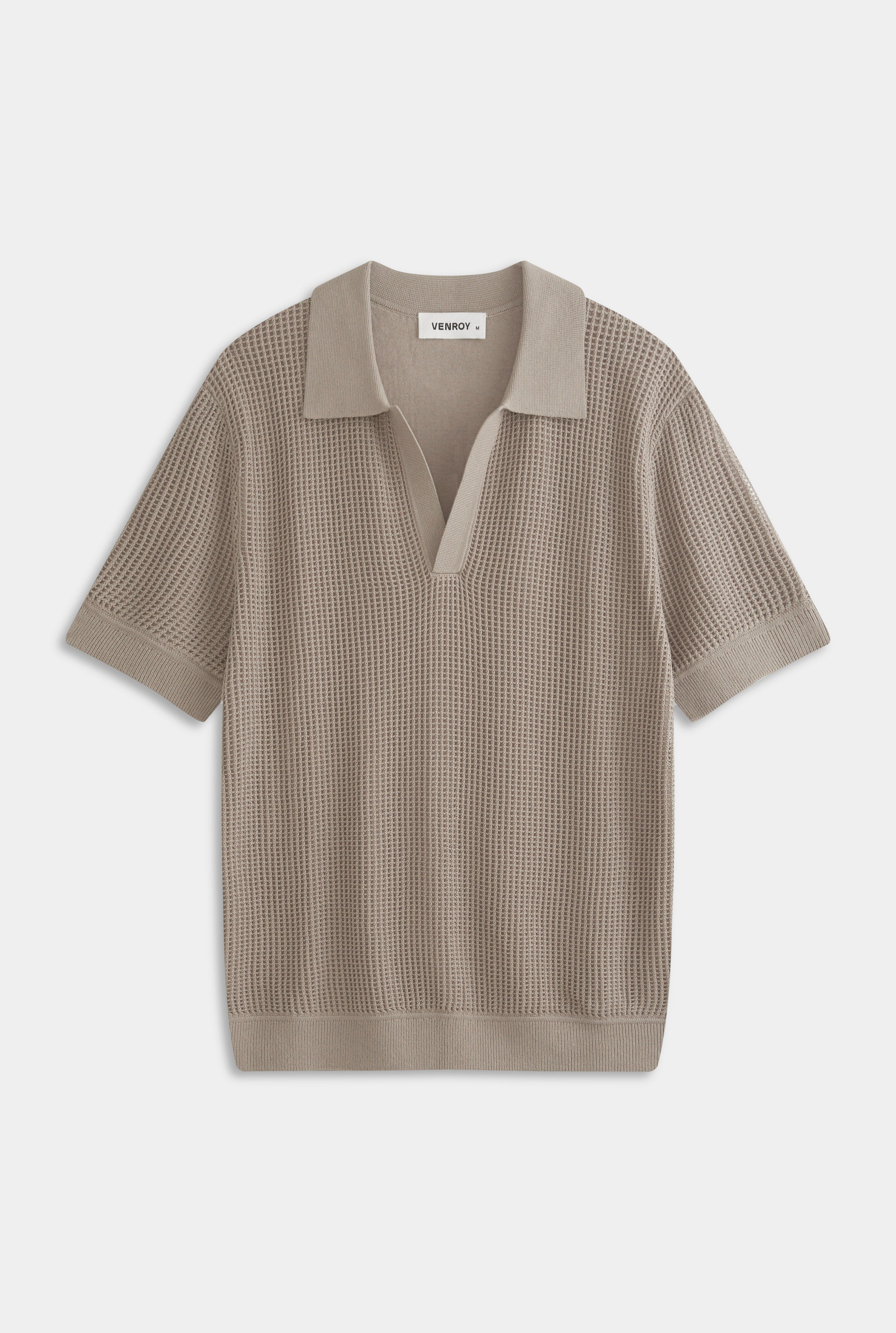 Double Layer Knit Polo - Pebble