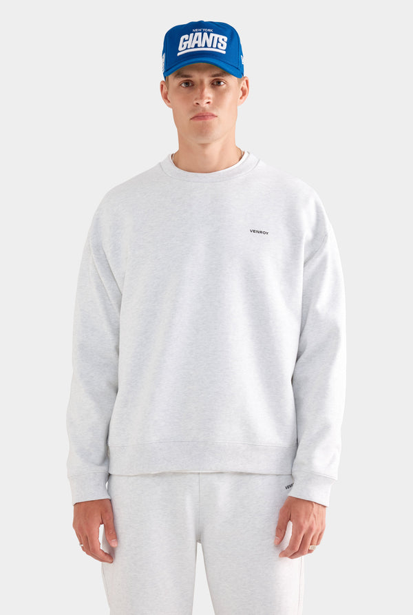 Fleece Track Crewneck - Light Grey Marl