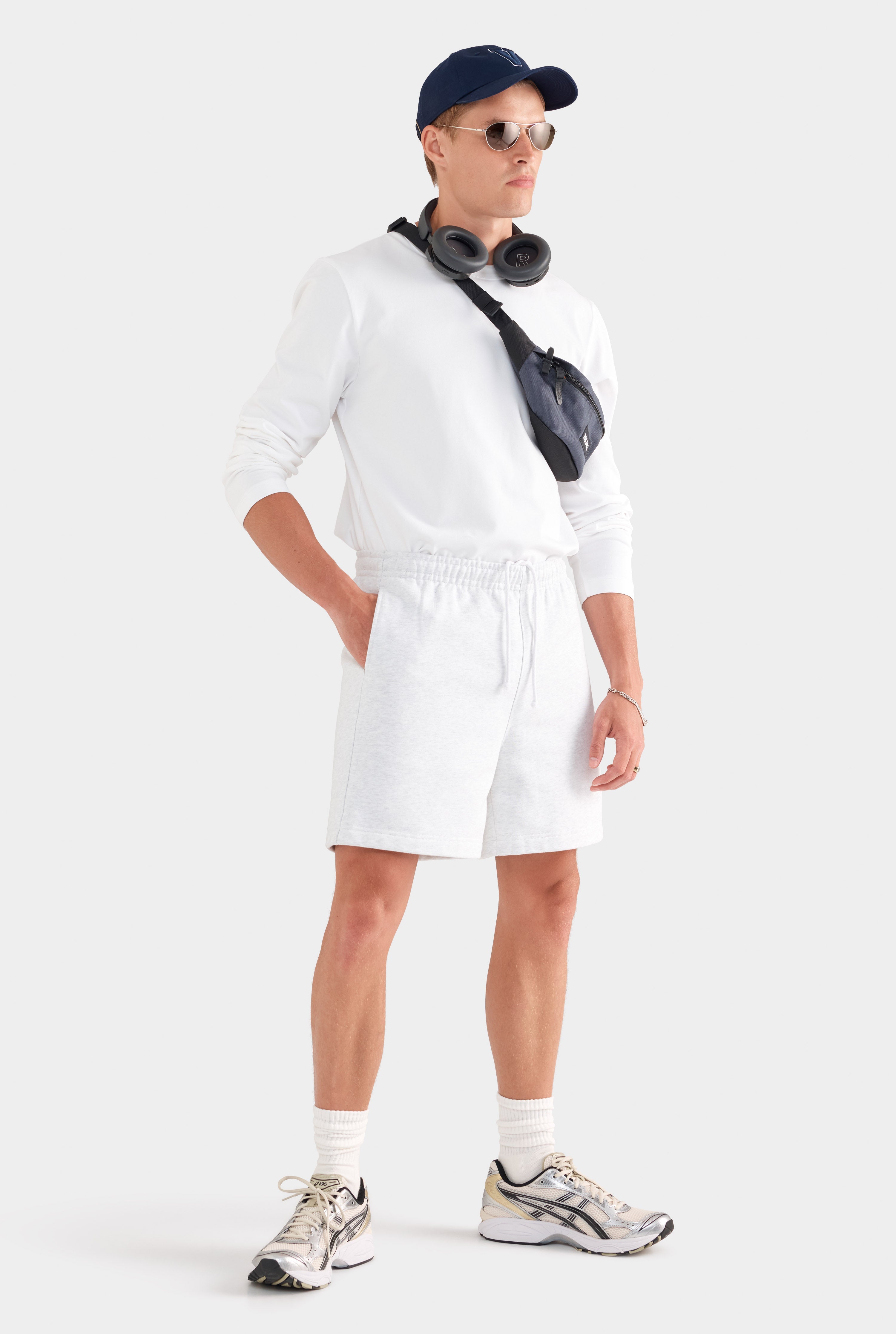 Fleece Track Short - Light Grey Marl