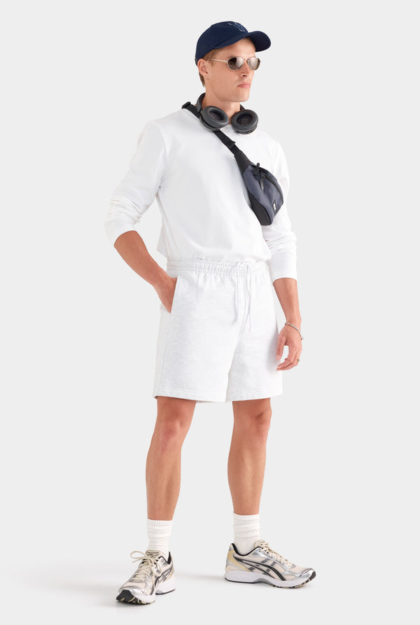 Fleece Track Short - Light Grey Marl