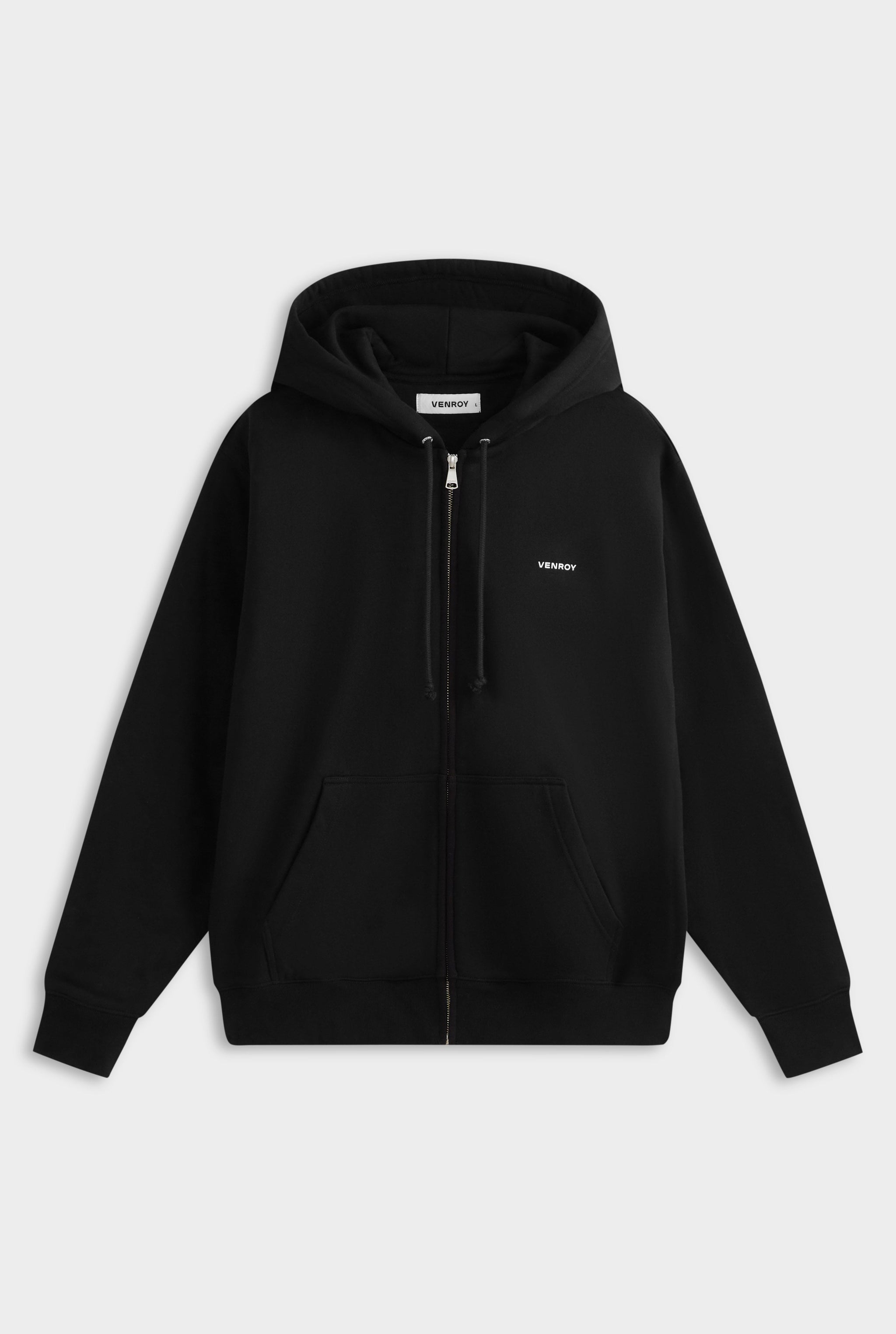 Fleece Track Zip Hoodie - Black