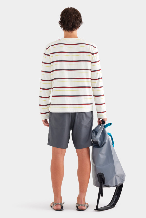 Long Sleeve Striped T Shirt - Cream/Mahogany Brown/Yellow Stripe