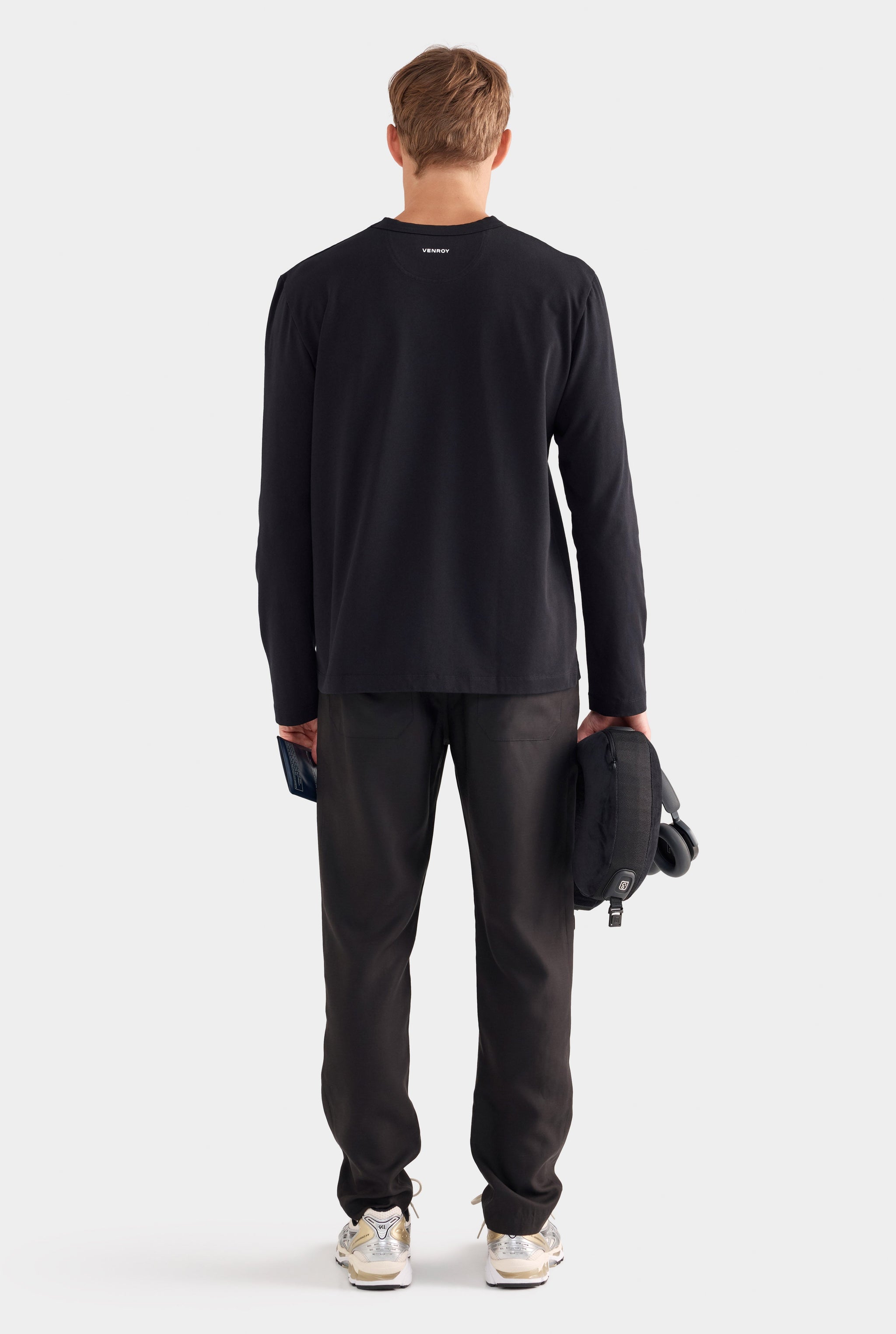 Long Sleeve Heavy Weight Cotton Logo T-Shirt - Black