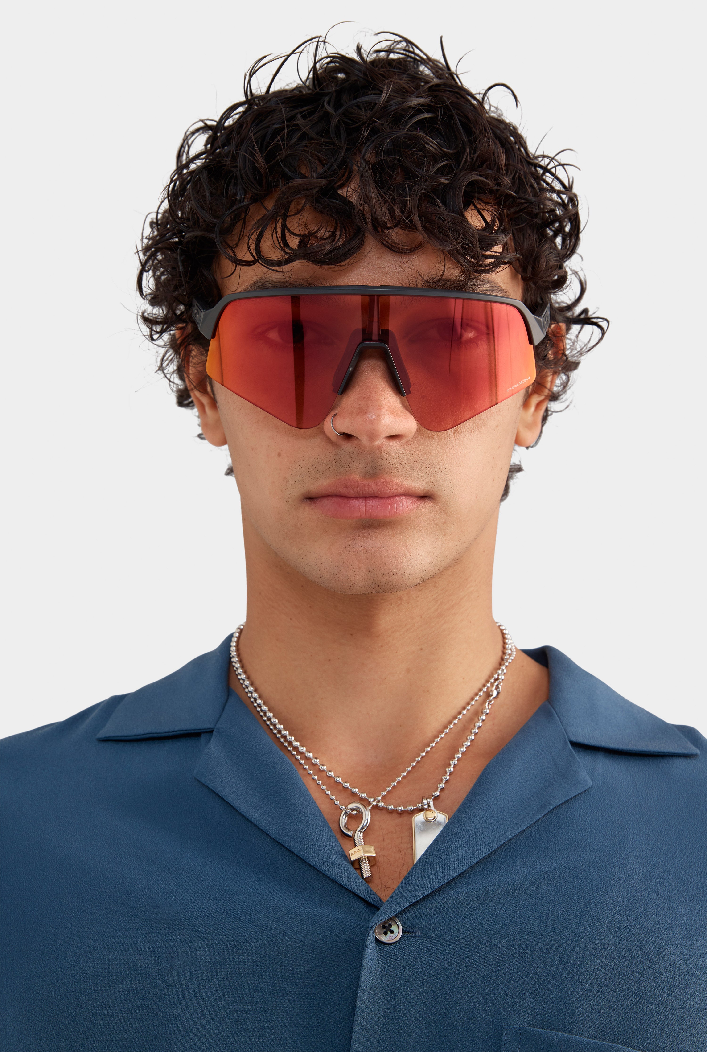 Long Sleeve Silk Camp Collar Shirt - Dark Slate Blue