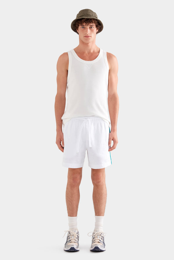 Lounge Short - Off White/Teal Orange Stripe Tape