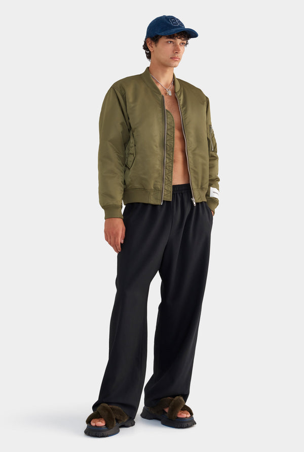 Nylon Bomber Jacket - Khaki