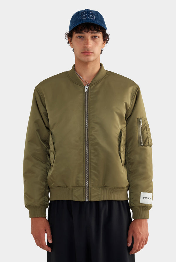 Nylon Bomber Jacket - Khaki