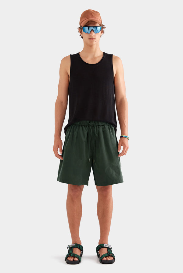 Oversized Taffeta Short - Forest Green
