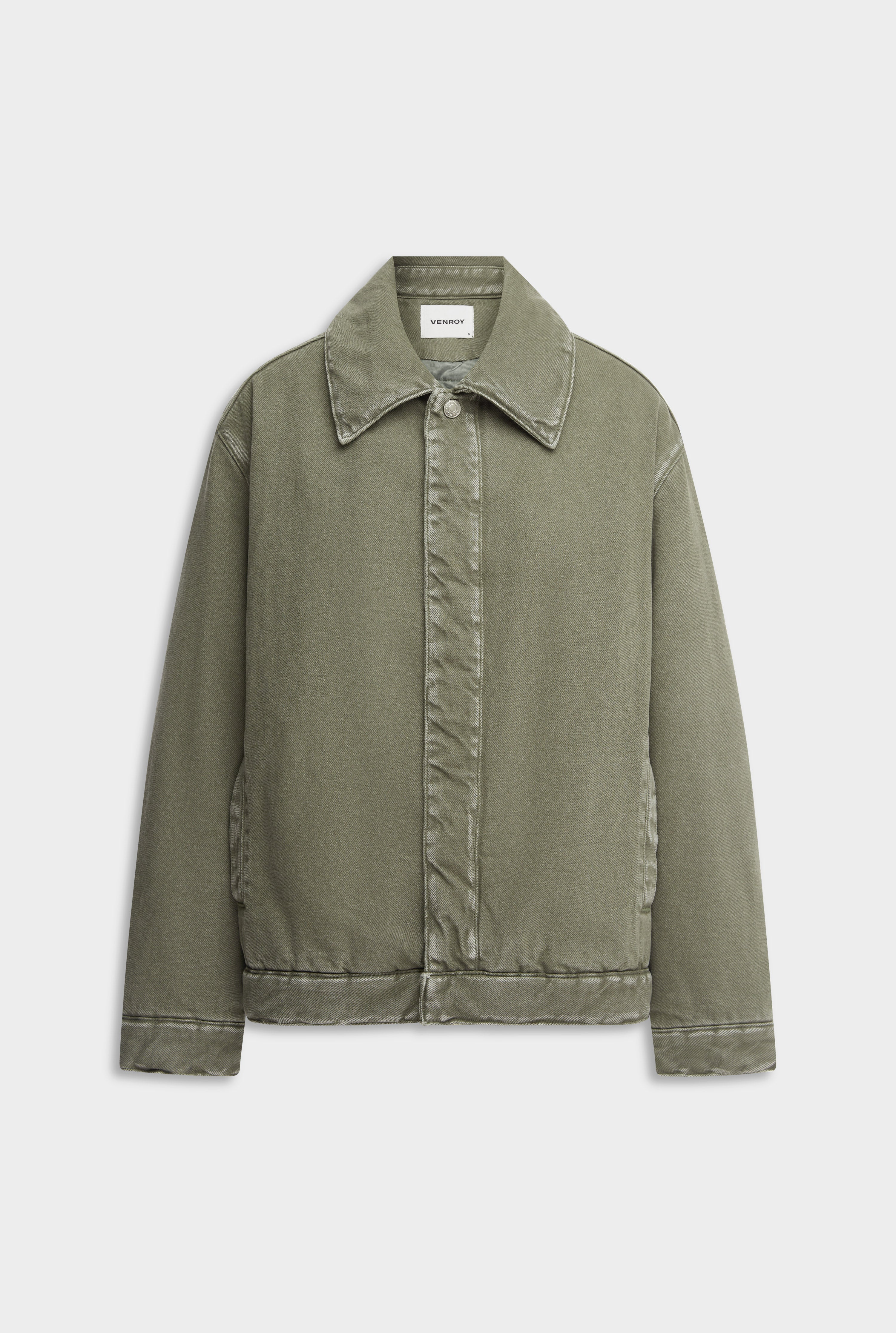 Pigment Dyed Wadded Denim Jacket - Smokey Olive