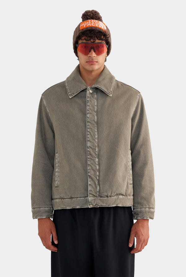 Pigment Dyed Wadded Denim Jacket - Smokey Olive