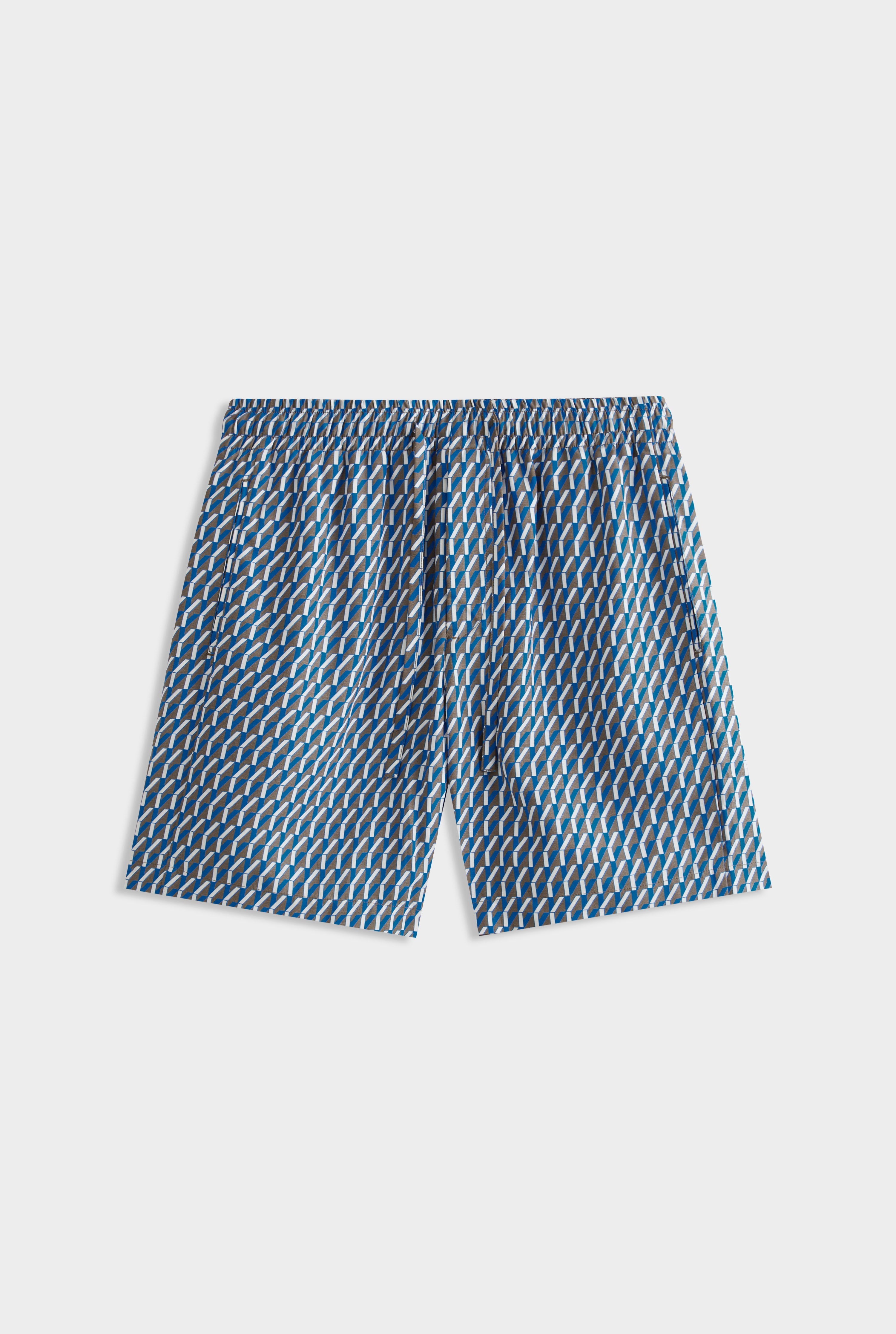 Printed Tencel Lounge Short - Chocolate/Blue V Monogram
