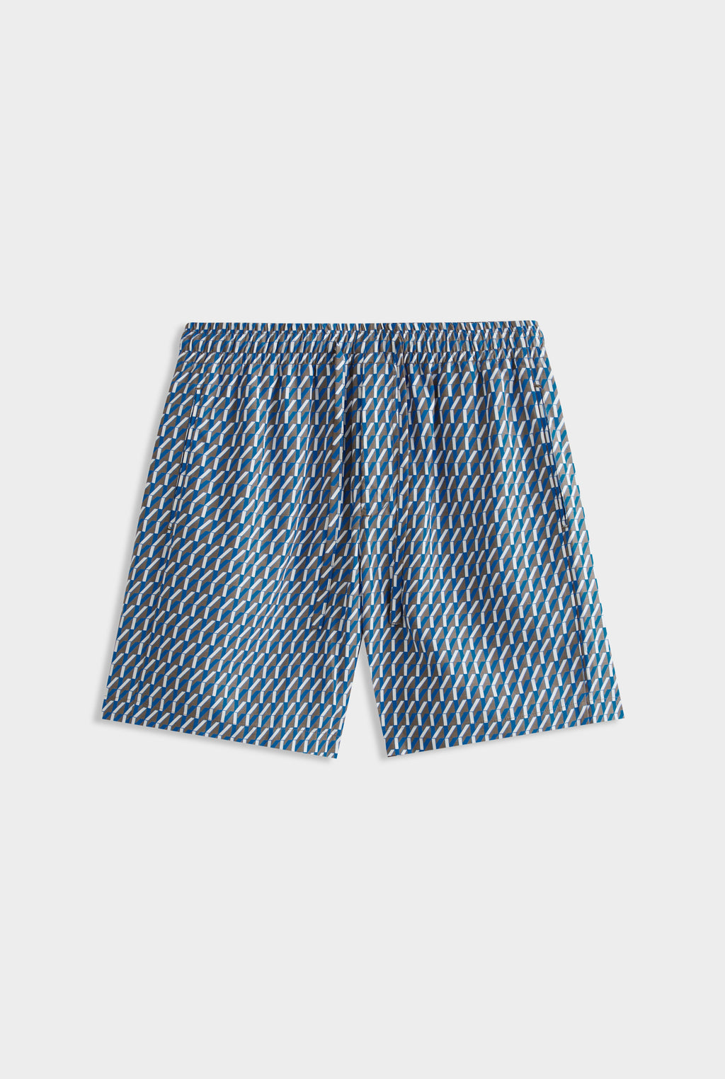 Printed Tencel Lounge Short - Chocolate/Blue V Monogram