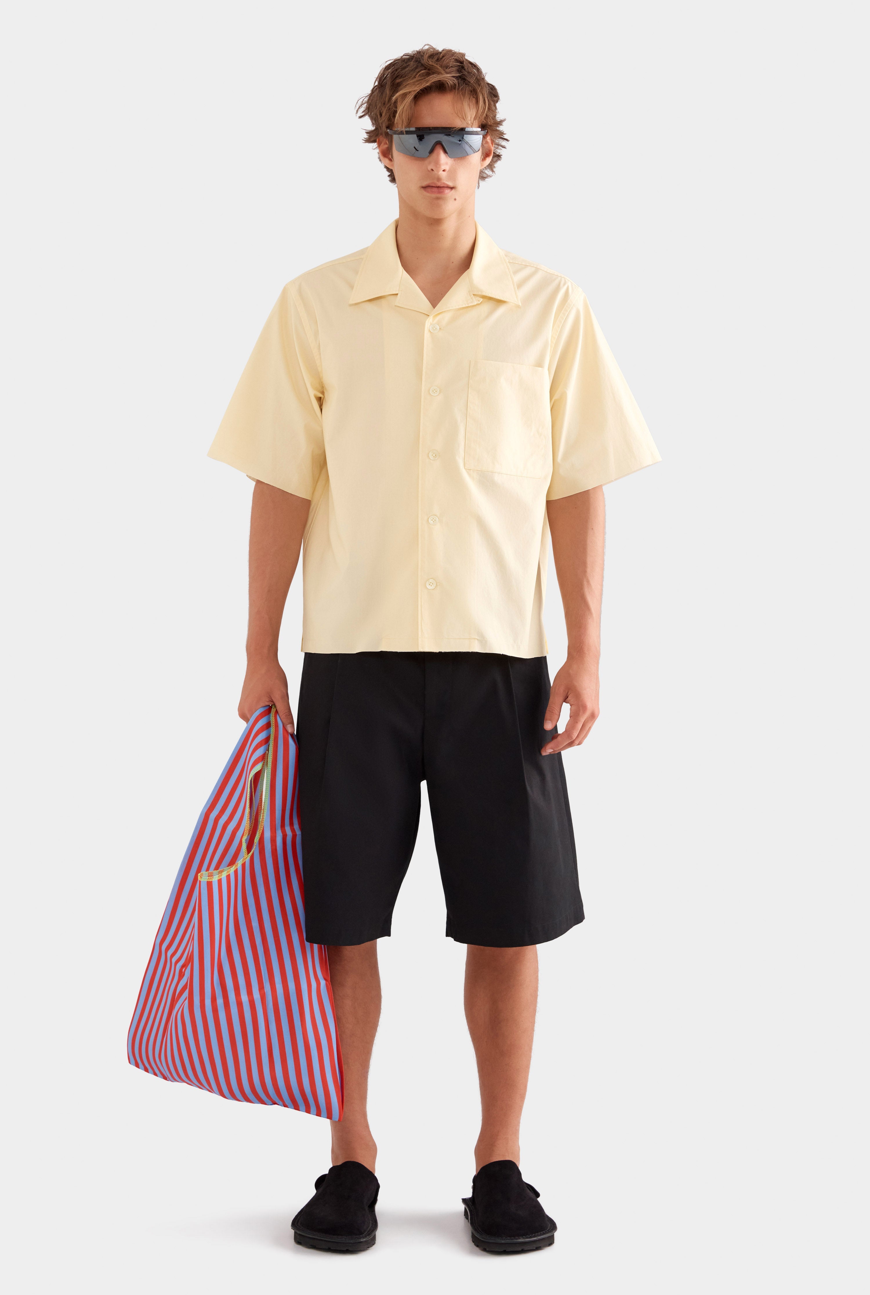 Relaxed Cotton Short Sleeve Shirt - Dusty Yellow/Red Que Lindo