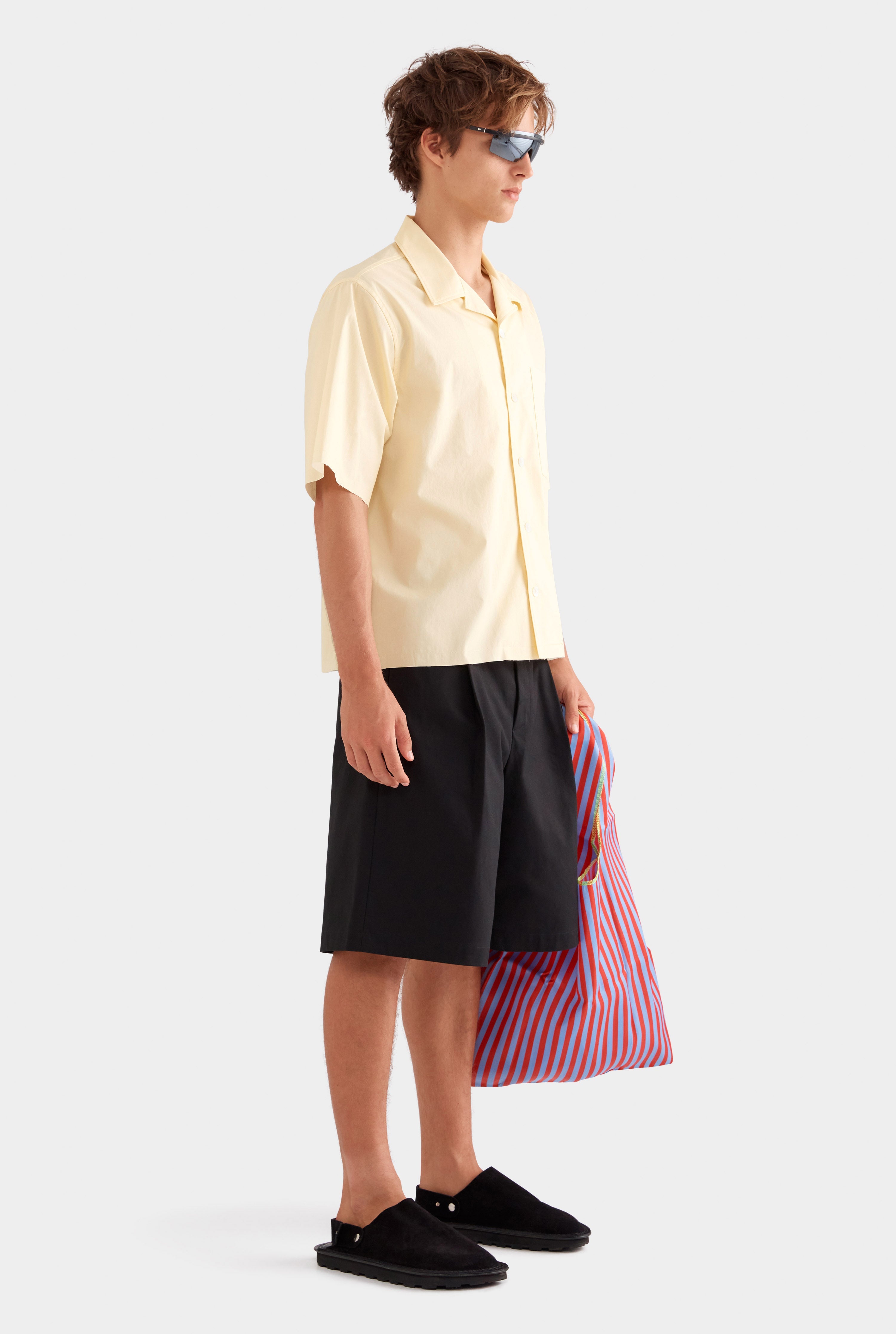 Relaxed Cotton Short Sleeve Shirt - Dusty Yellow/Red Que Lindo