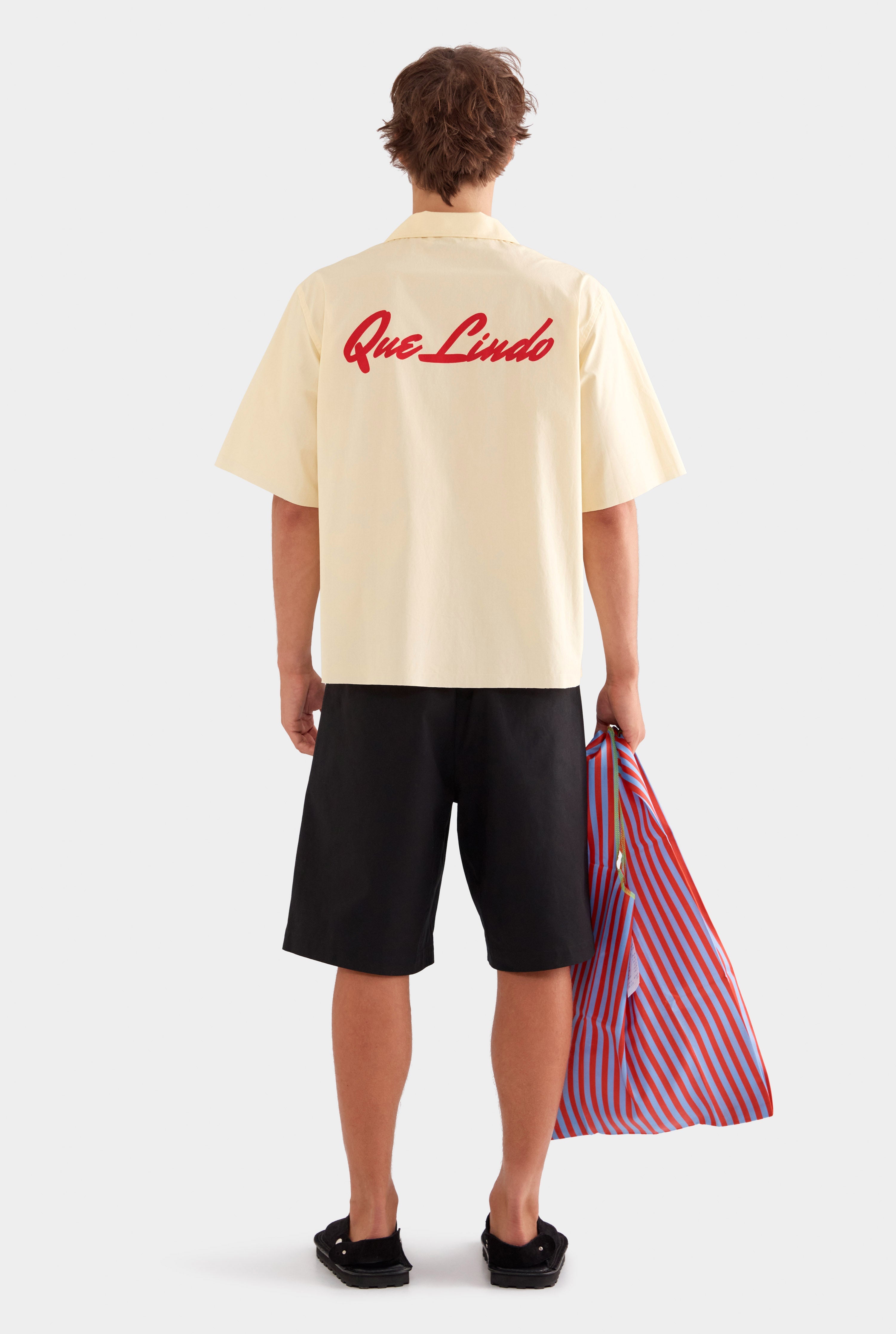 Relaxed Cotton Short Sleeve Shirt - Dusty Yellow/Red Que Lindo