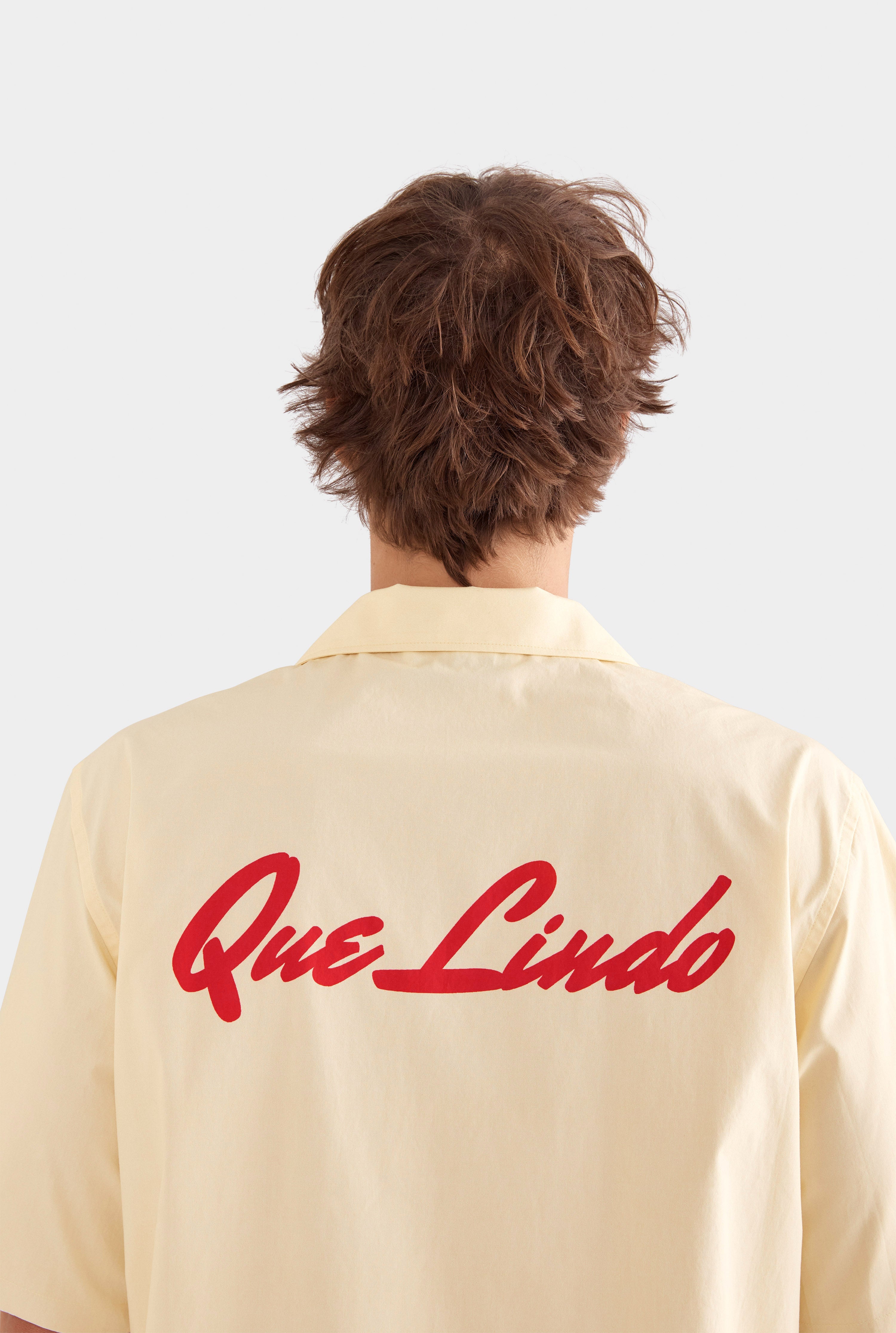 Relaxed Cotton Short Sleeve Shirt - Dusty Yellow/Red Que Lindo