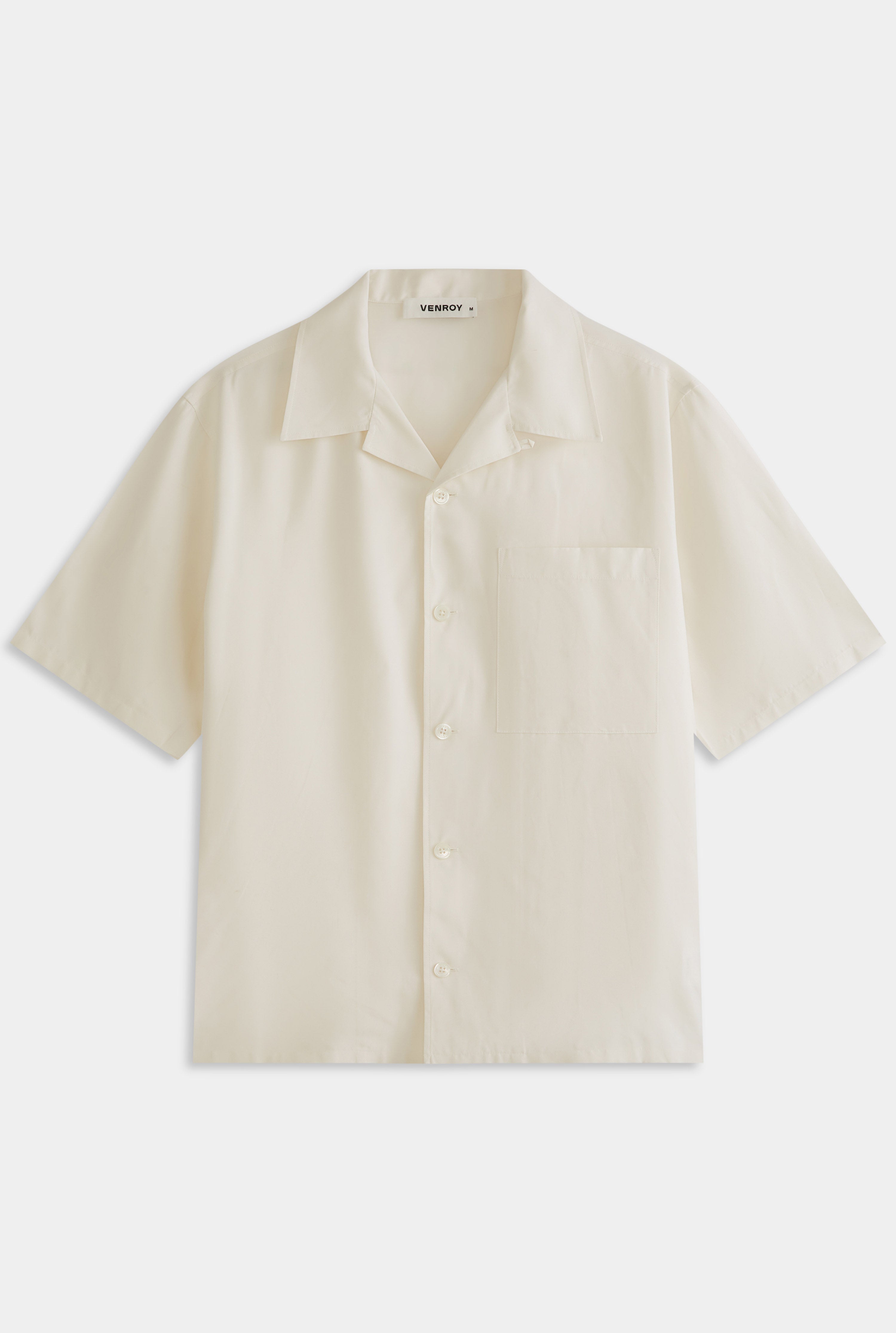Relaxed Silk Short Sleeve Shirt - Off White