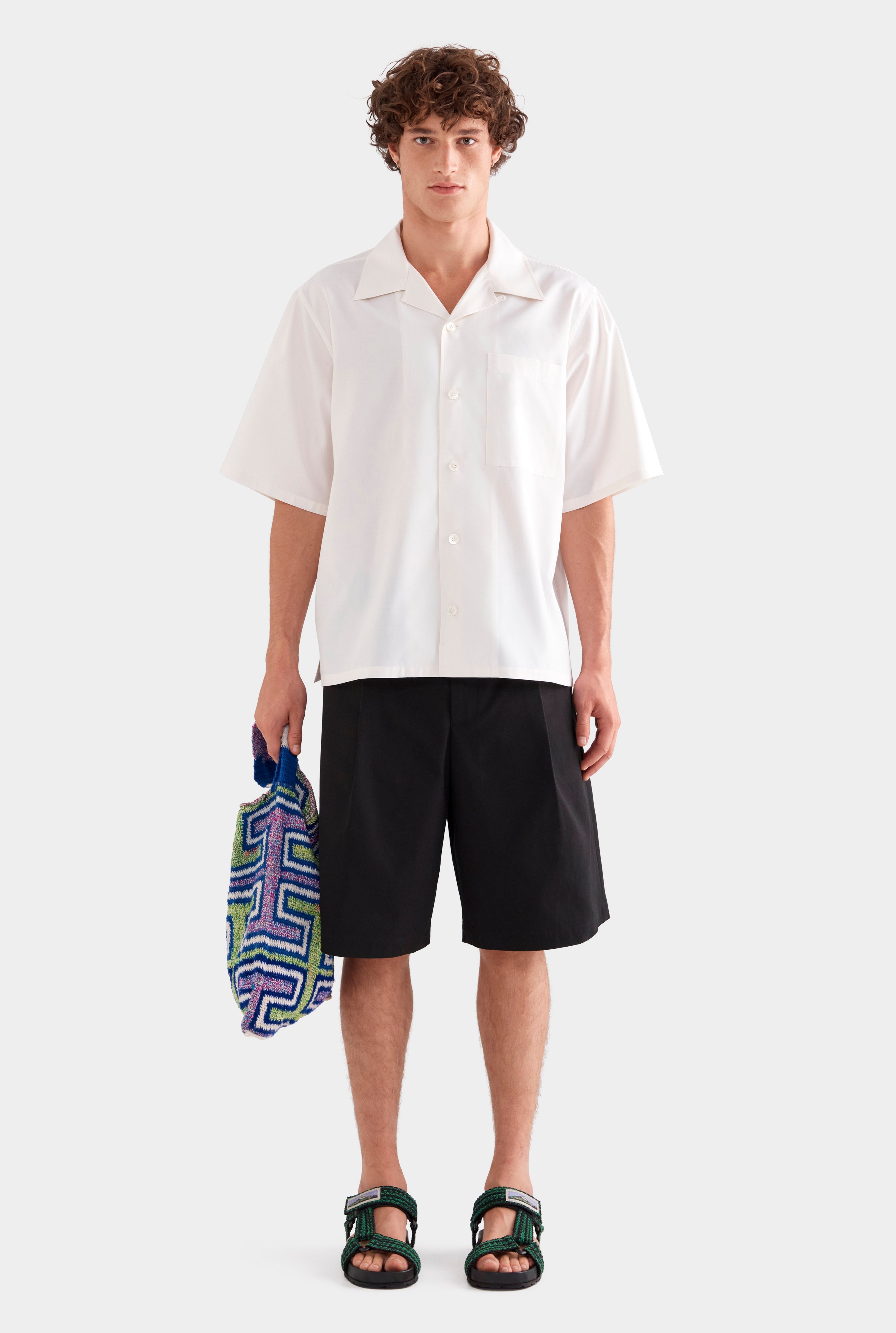 Relaxed Silk Short Sleeve Shirt - Off White