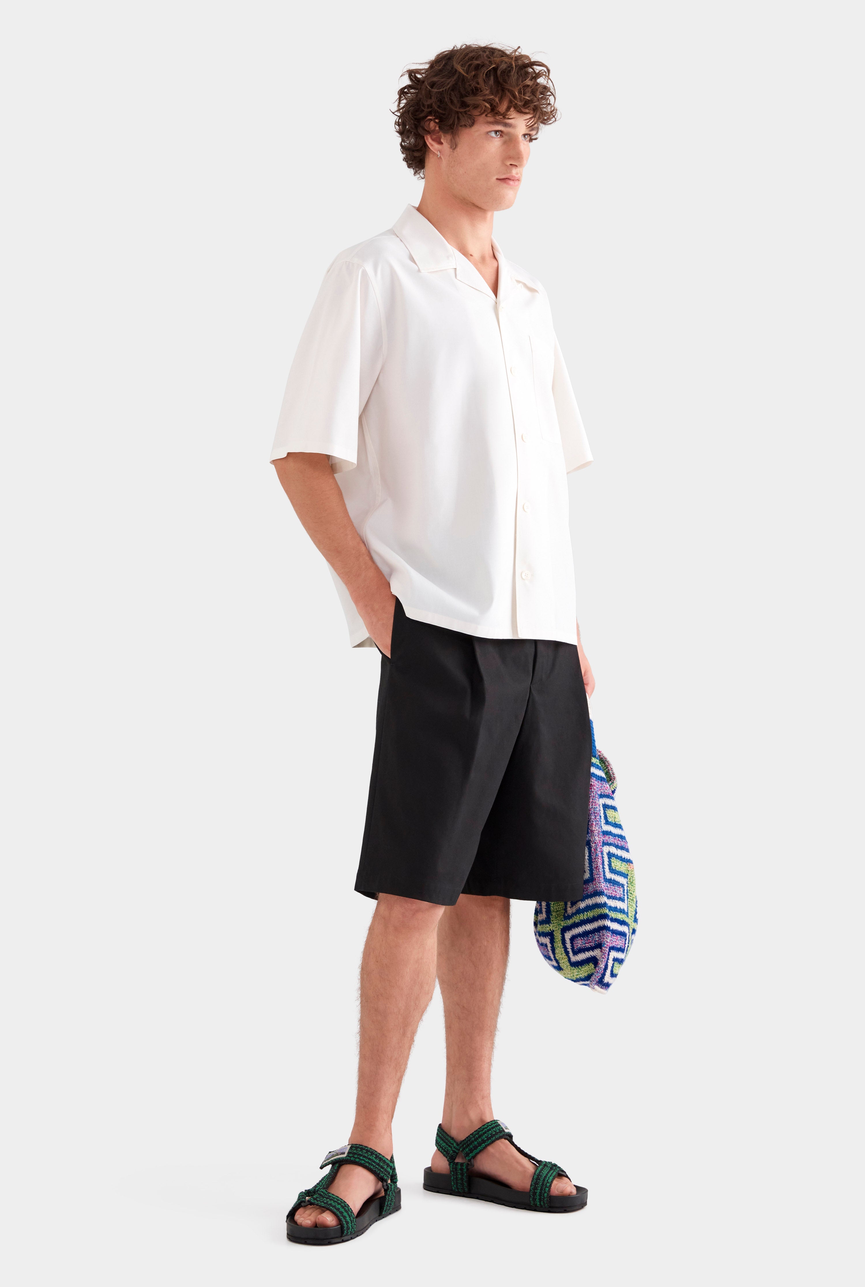 Relaxed Silk Short Sleeve Shirt - Off White
