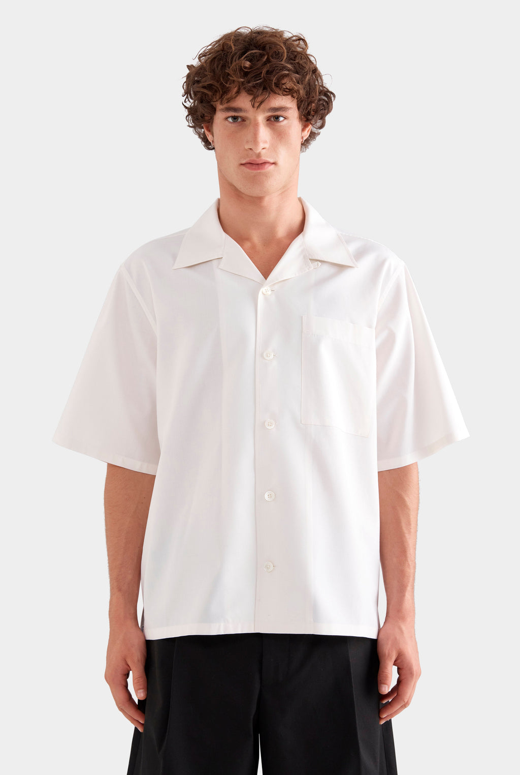 Relaxed Silk Short Sleeve Shirt - Off White