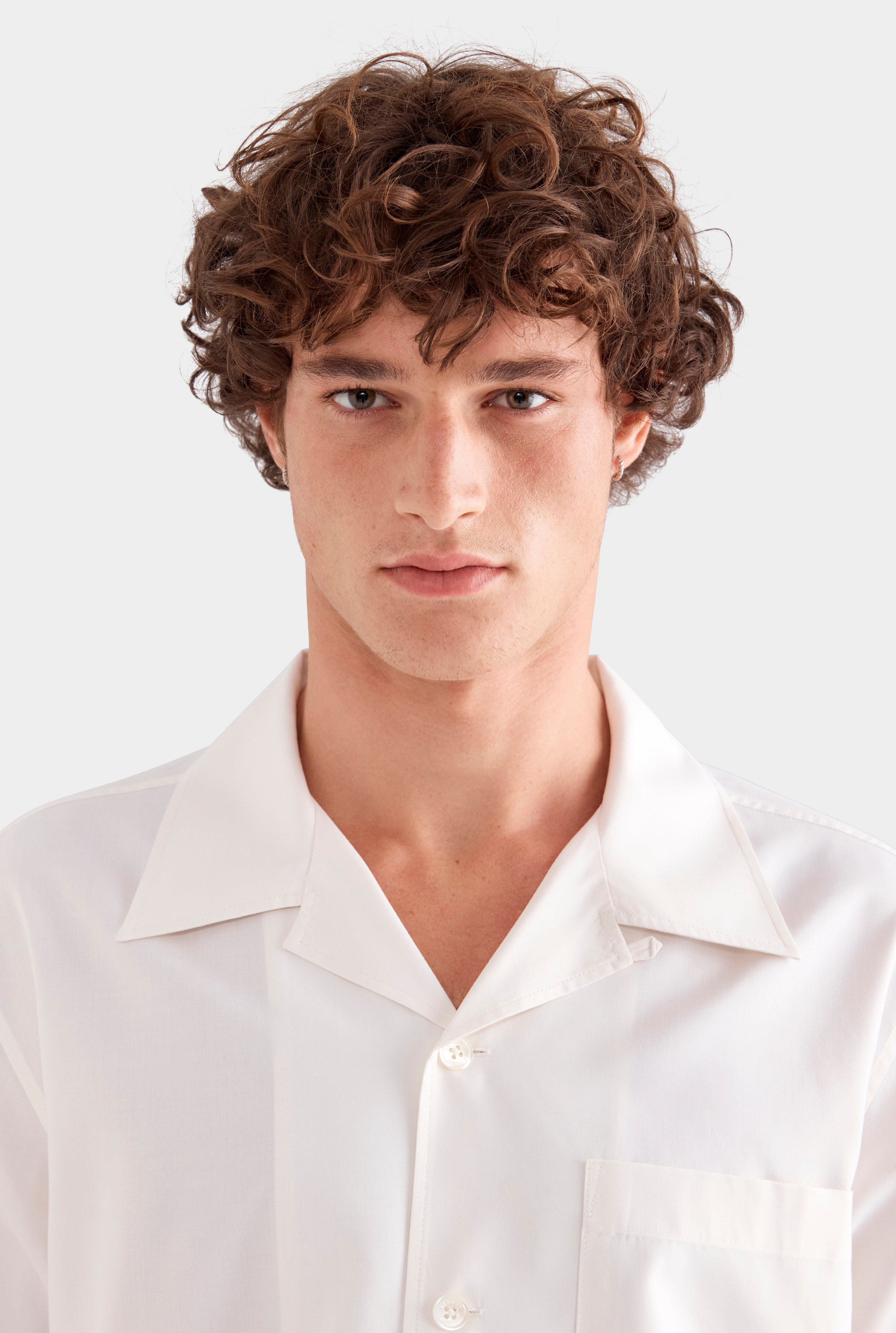 Relaxed Silk Short Sleeve Shirt - Off White