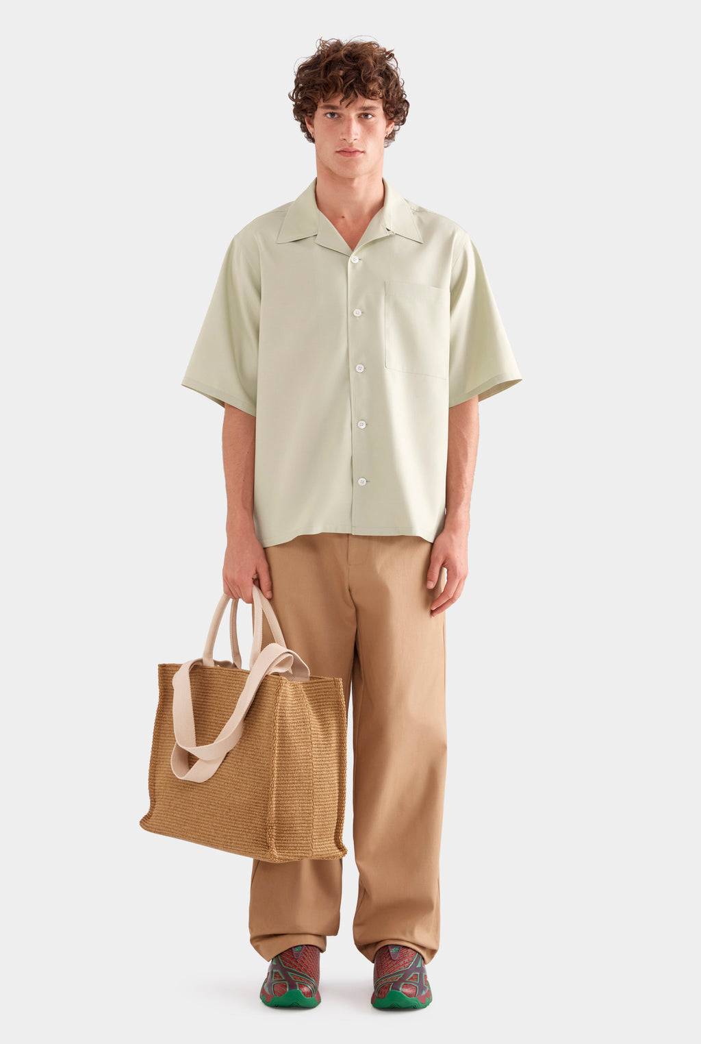 Relaxed Silk Short Sleeve Shirt - Sage