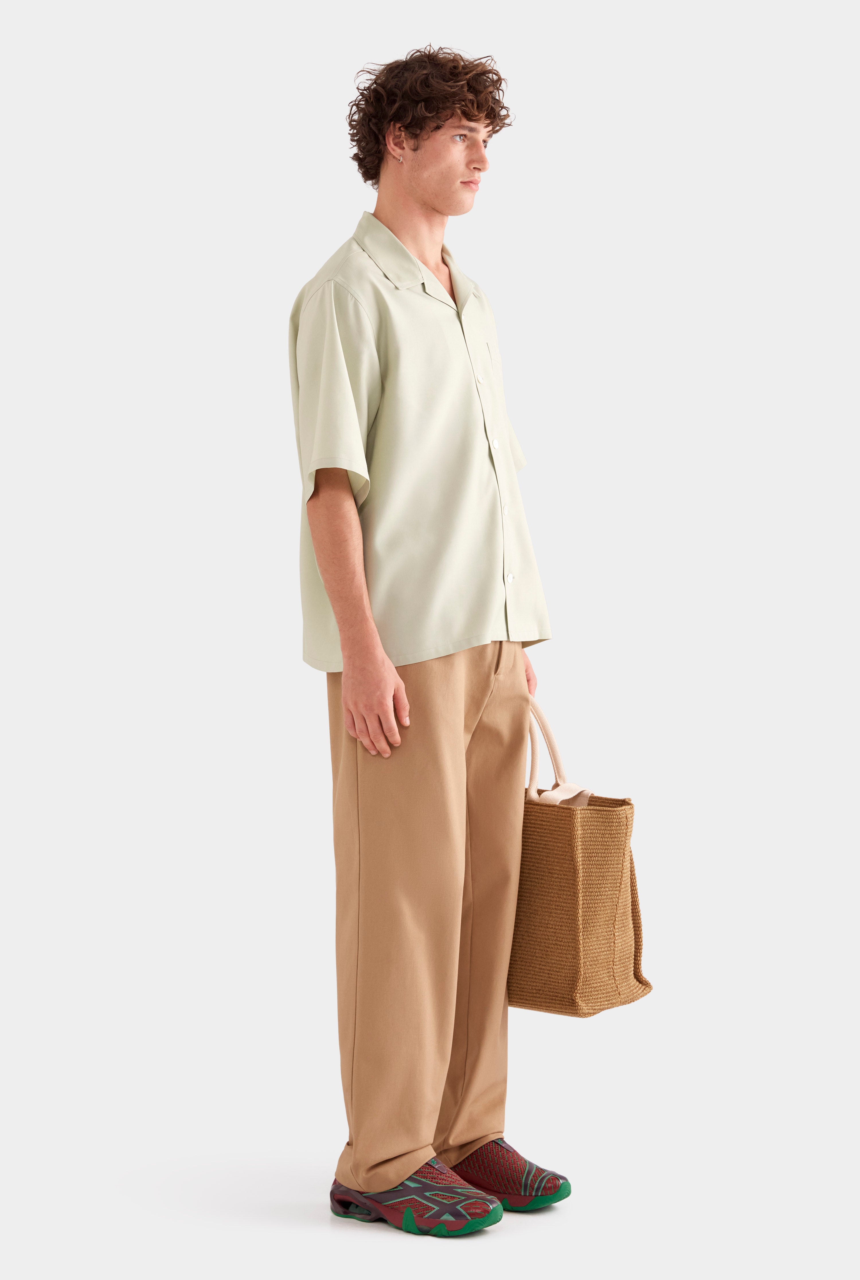 Relaxed Silk Short Sleeve Shirt - Sage