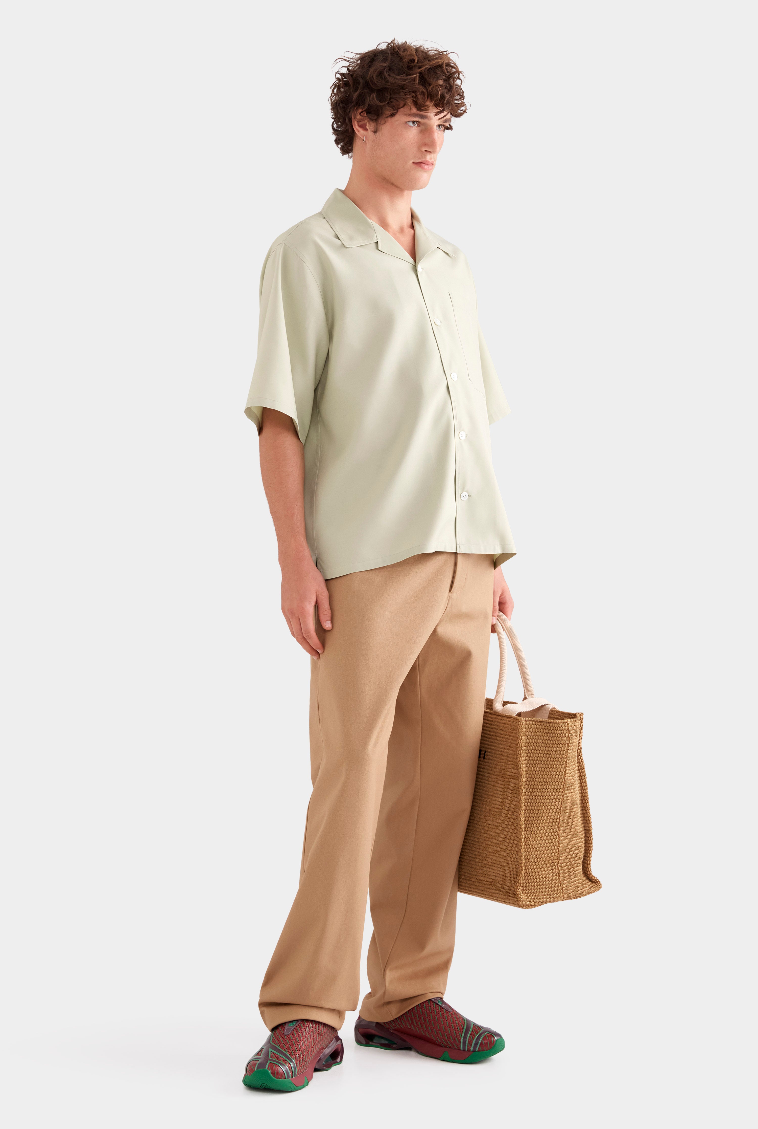 Relaxed Silk Short Sleeve Shirt - Sage