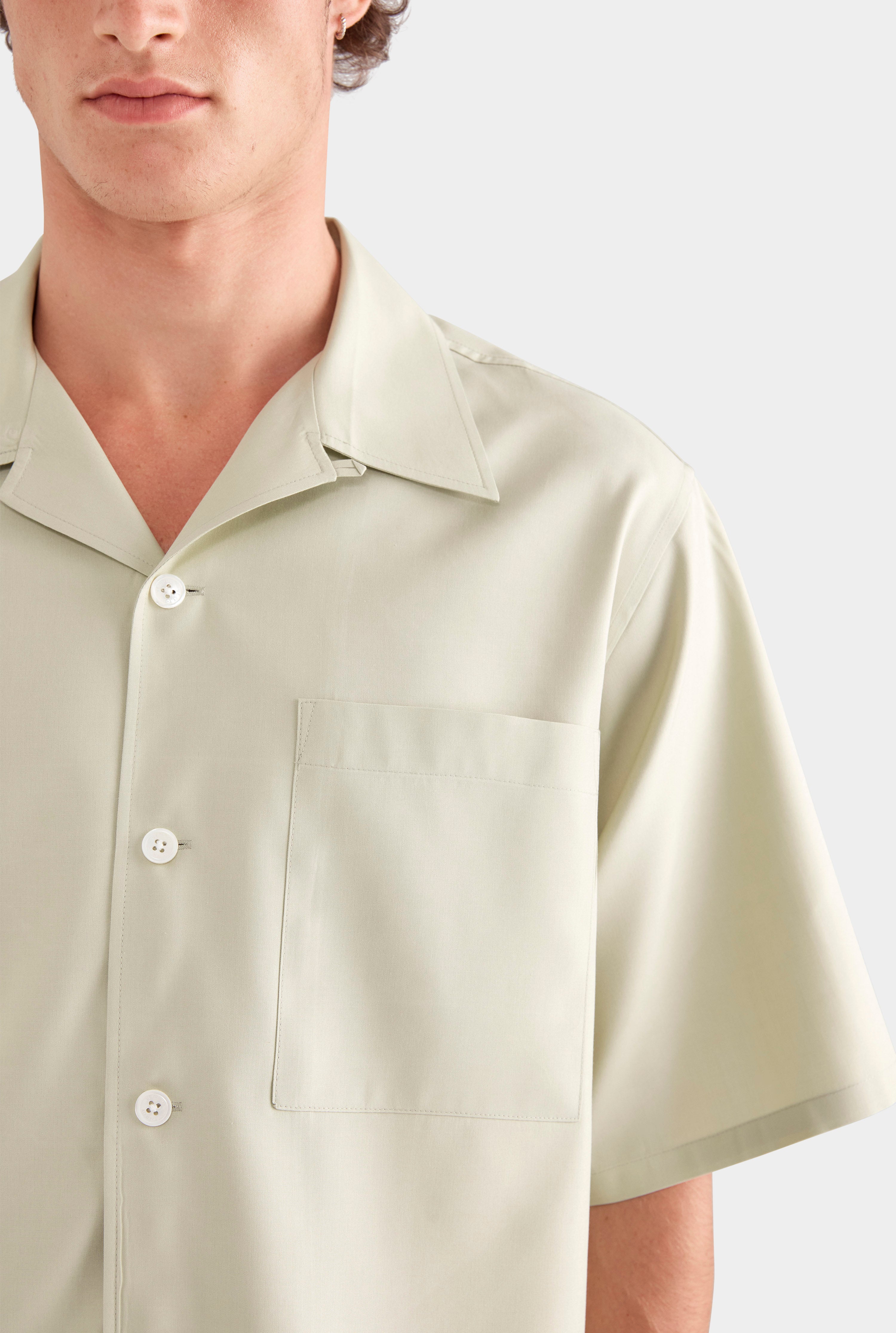Relaxed Silk Short Sleeve Shirt - Sage