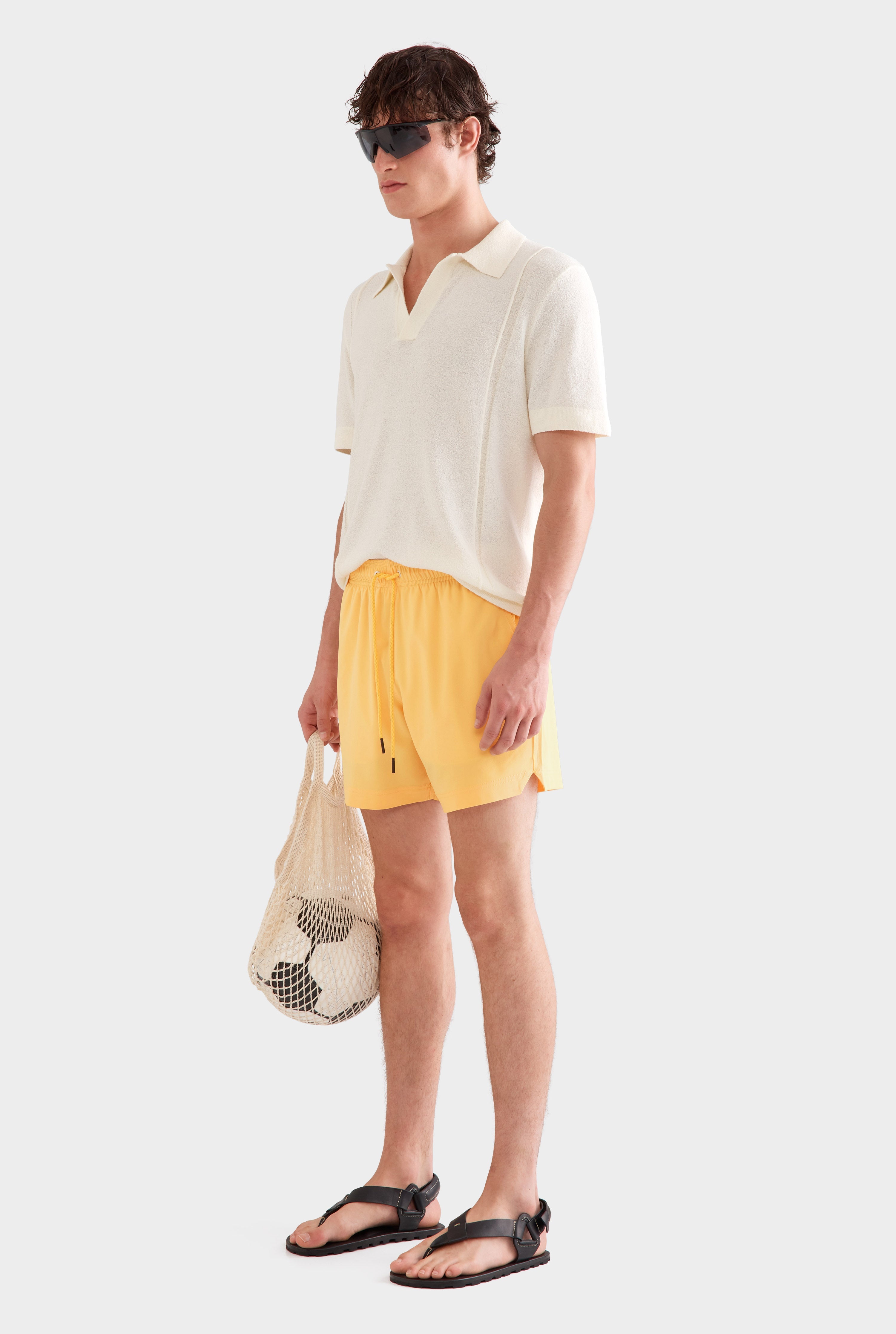 Boucle Stitch Detail Knit Polo - Cream