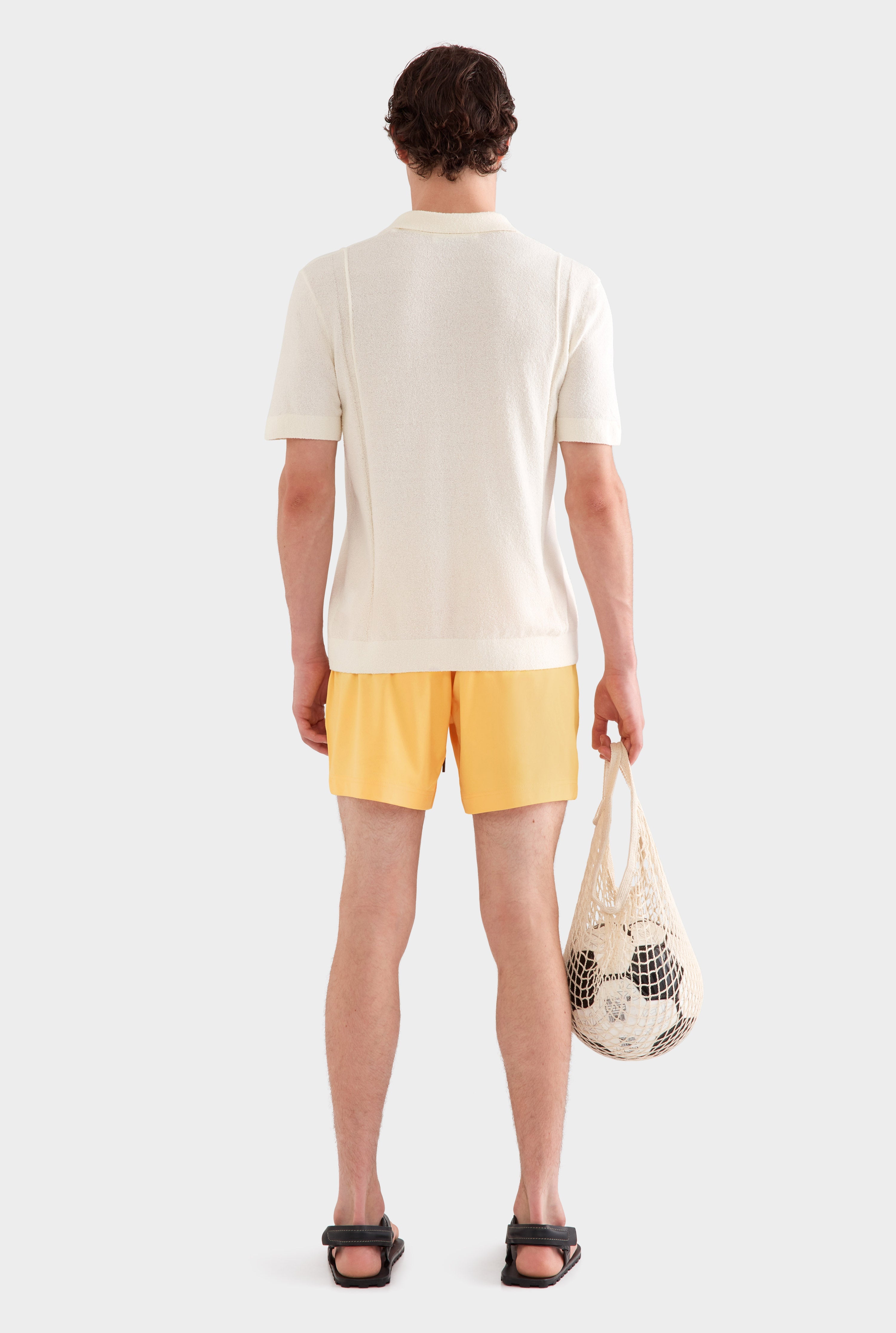 Boucle Stitch Detail Knit Polo - Cream