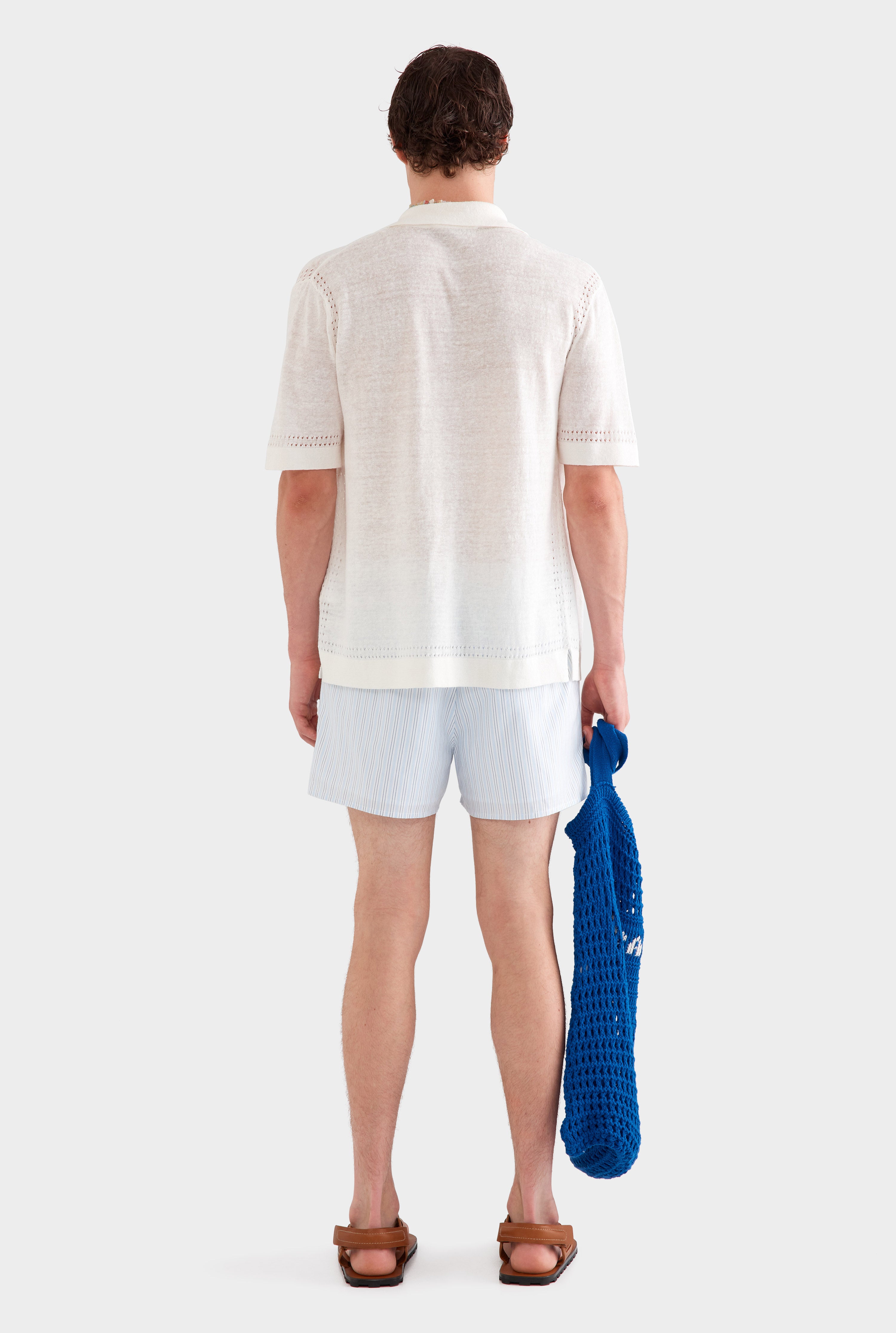 Cotton Boxer Short - Light Blue/White Stripe