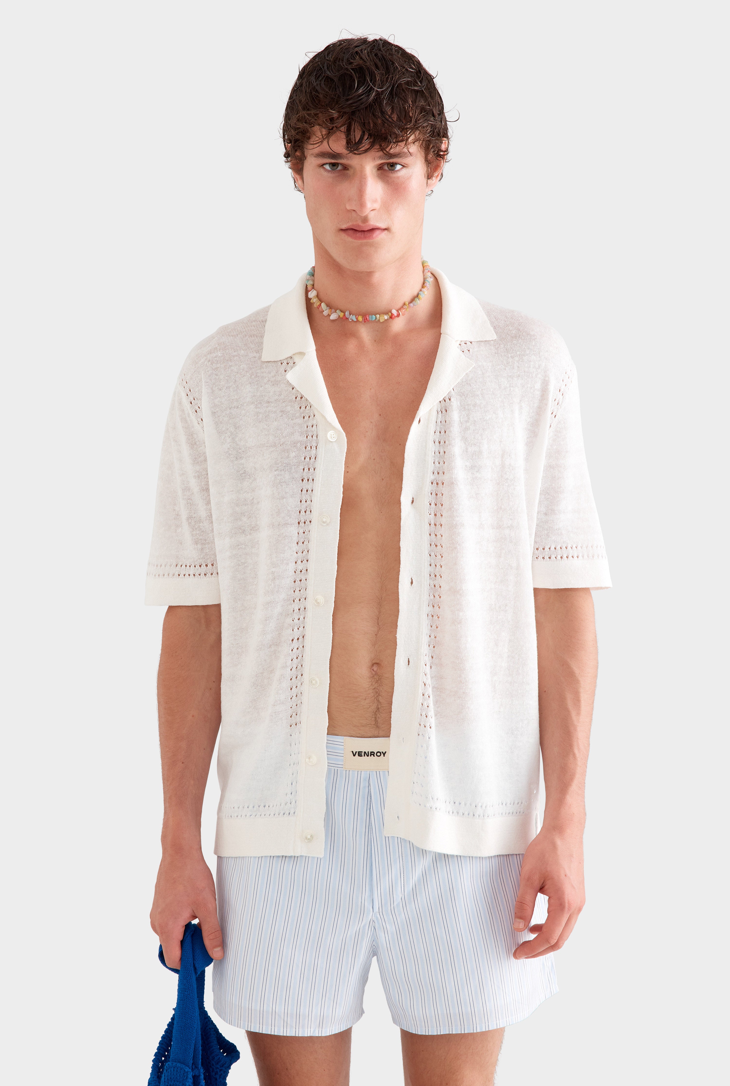 Cotton Boxer Short - Light Blue/White Stripe