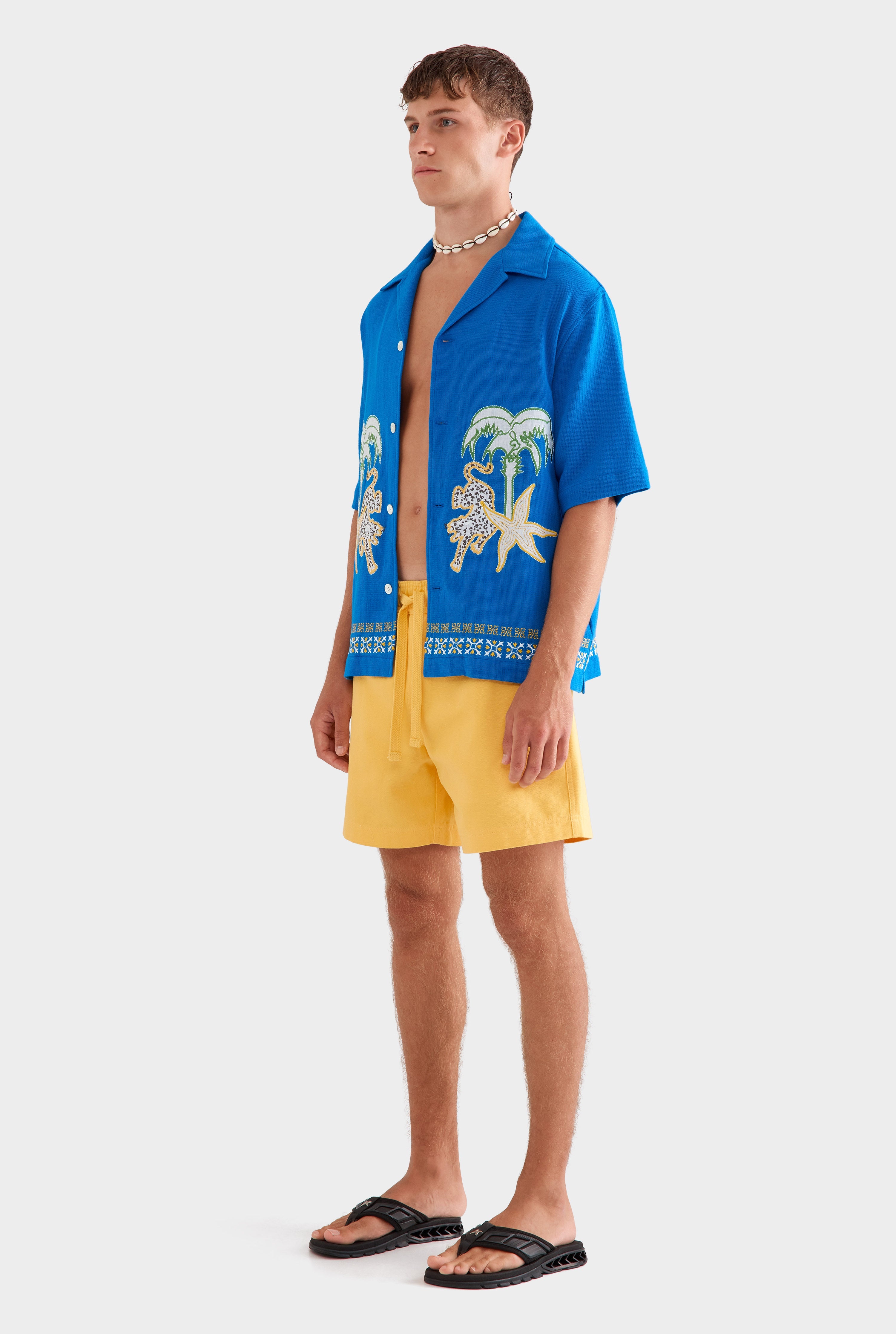 Cotton Linen Lounge Short - Amber Yellow