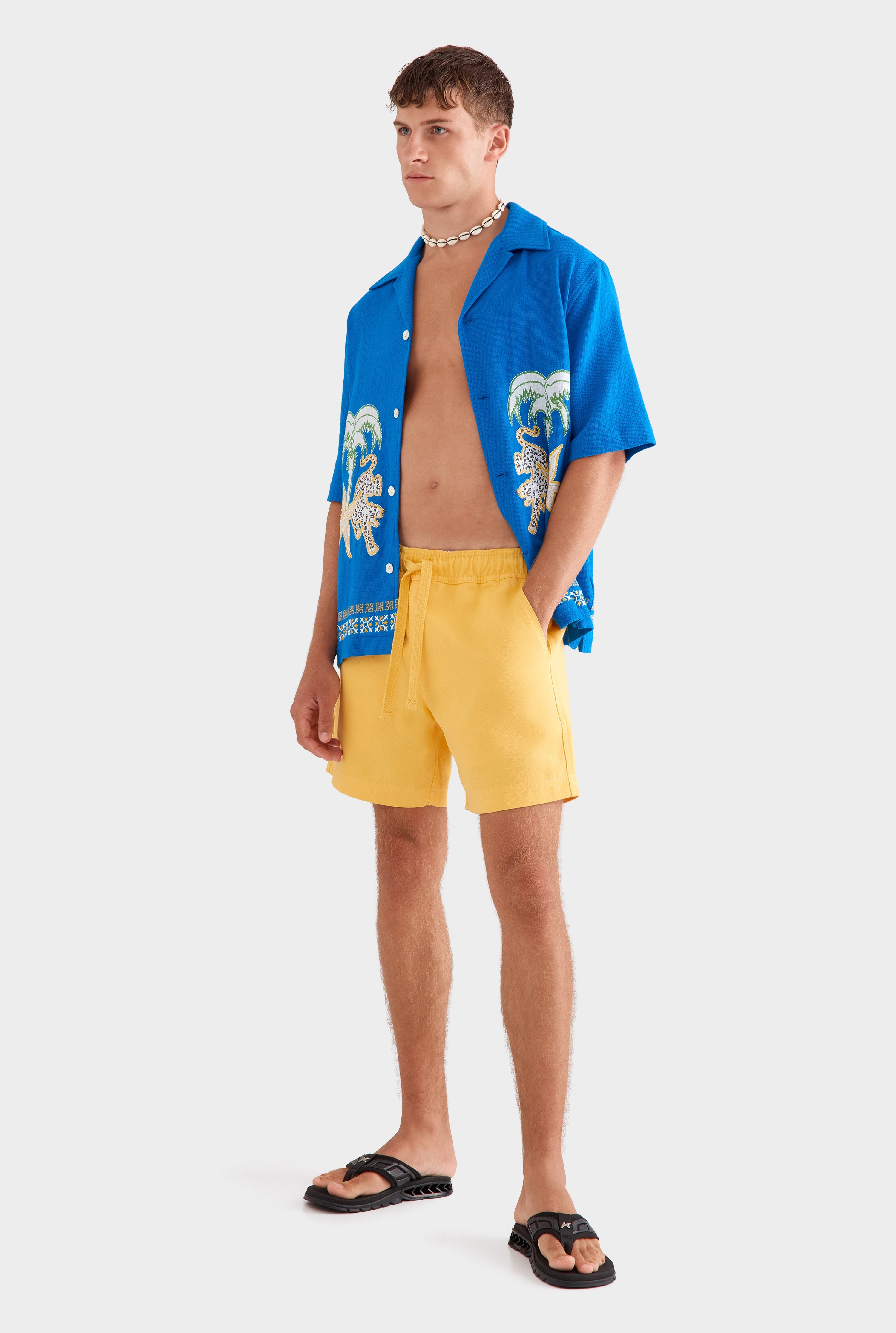 Cotton Linen Lounge Short - Amber Yellow