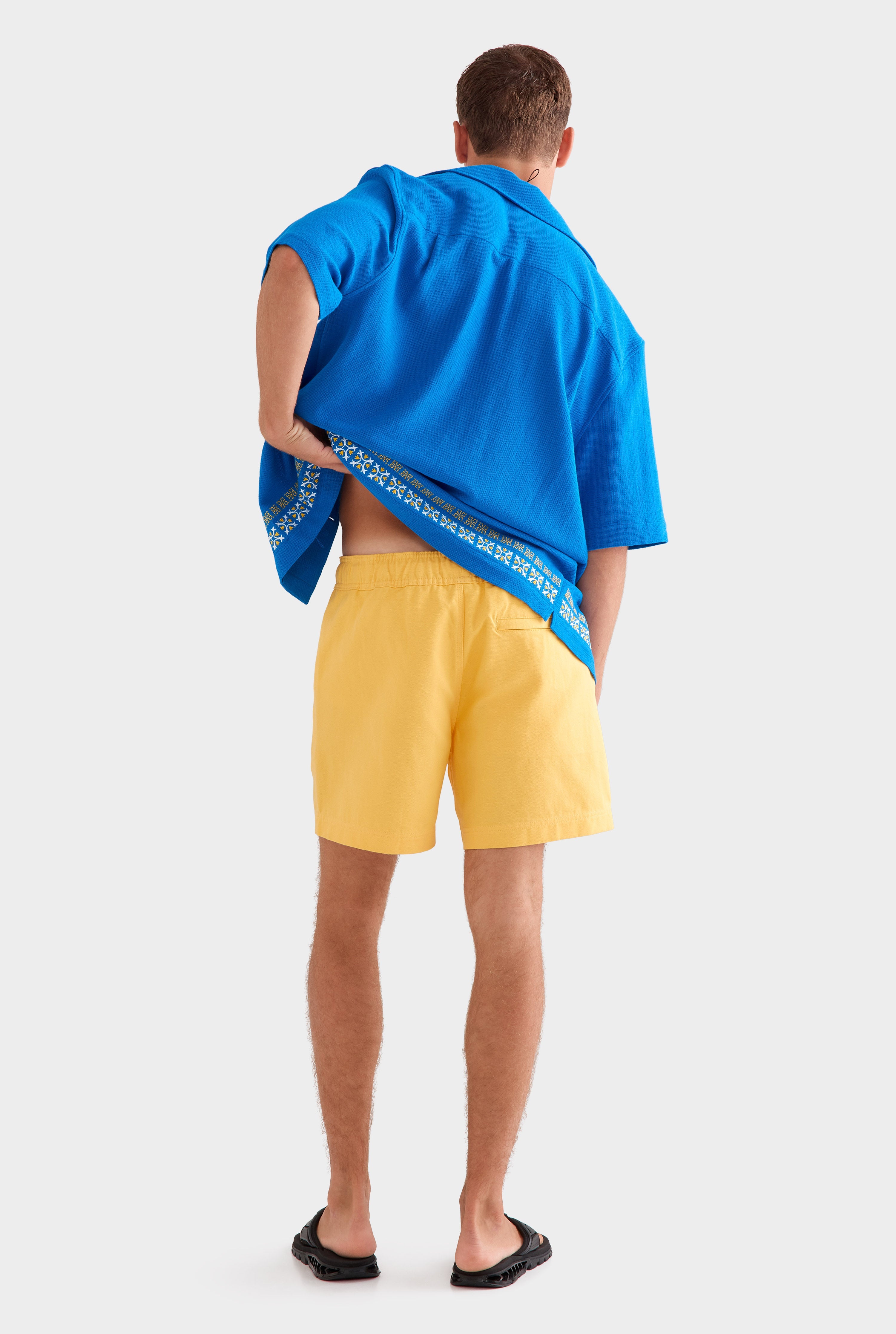 Cotton Linen Lounge Short - Amber Yellow