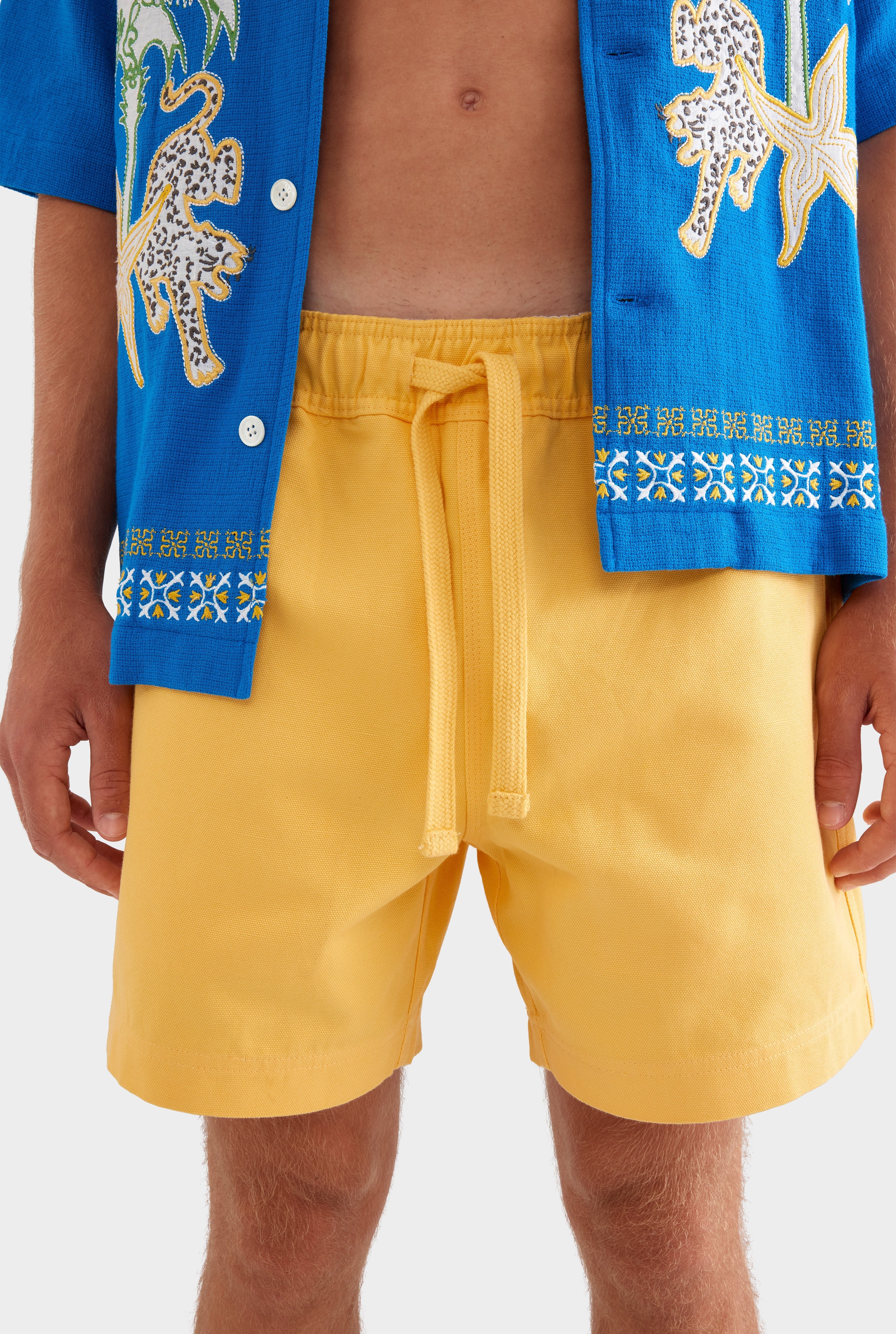 Cotton Linen Lounge Short - Amber Yellow