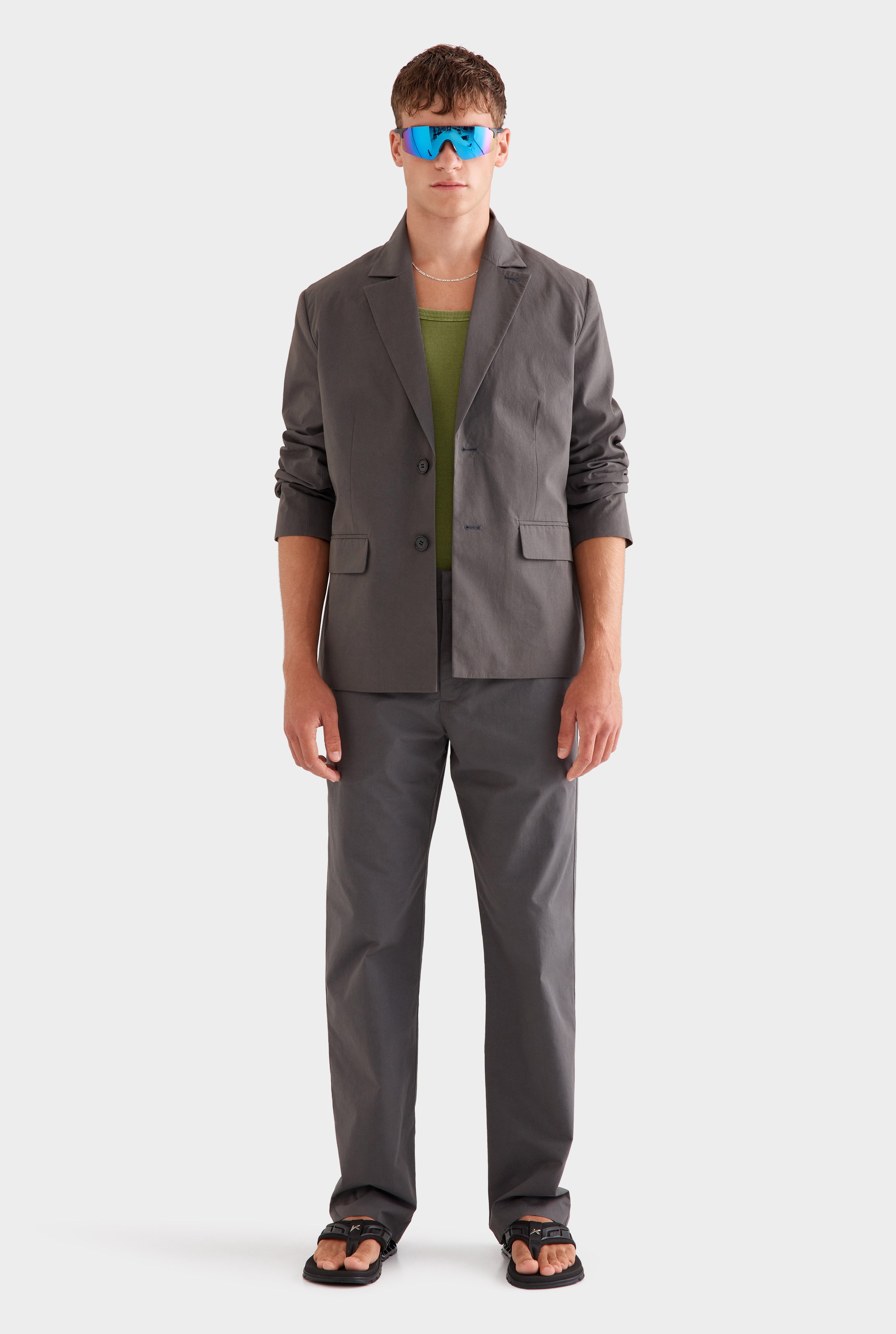 Cotton Tailored Blazer - Dark Slate