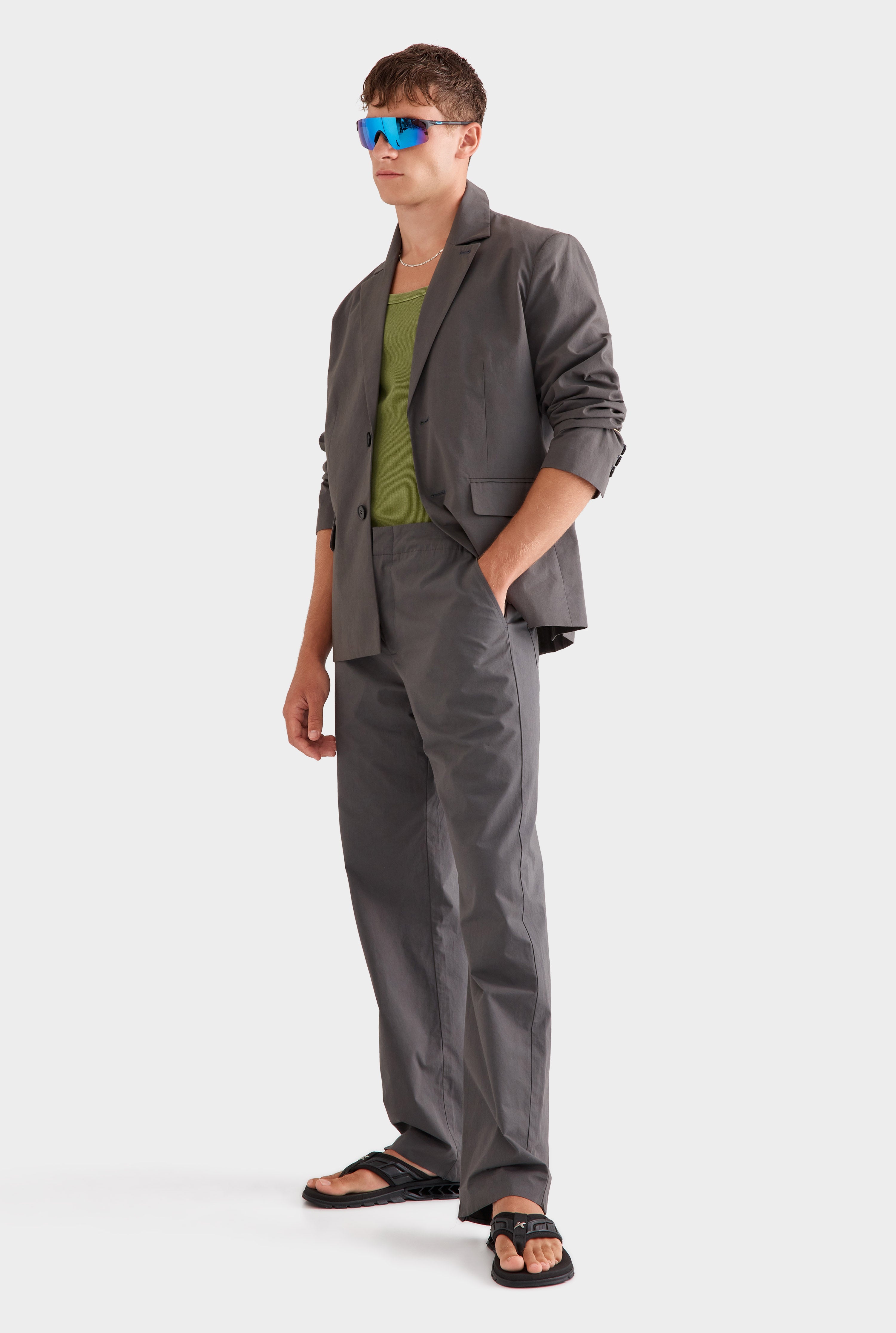 Cotton Tailored Blazer - Dark Slate