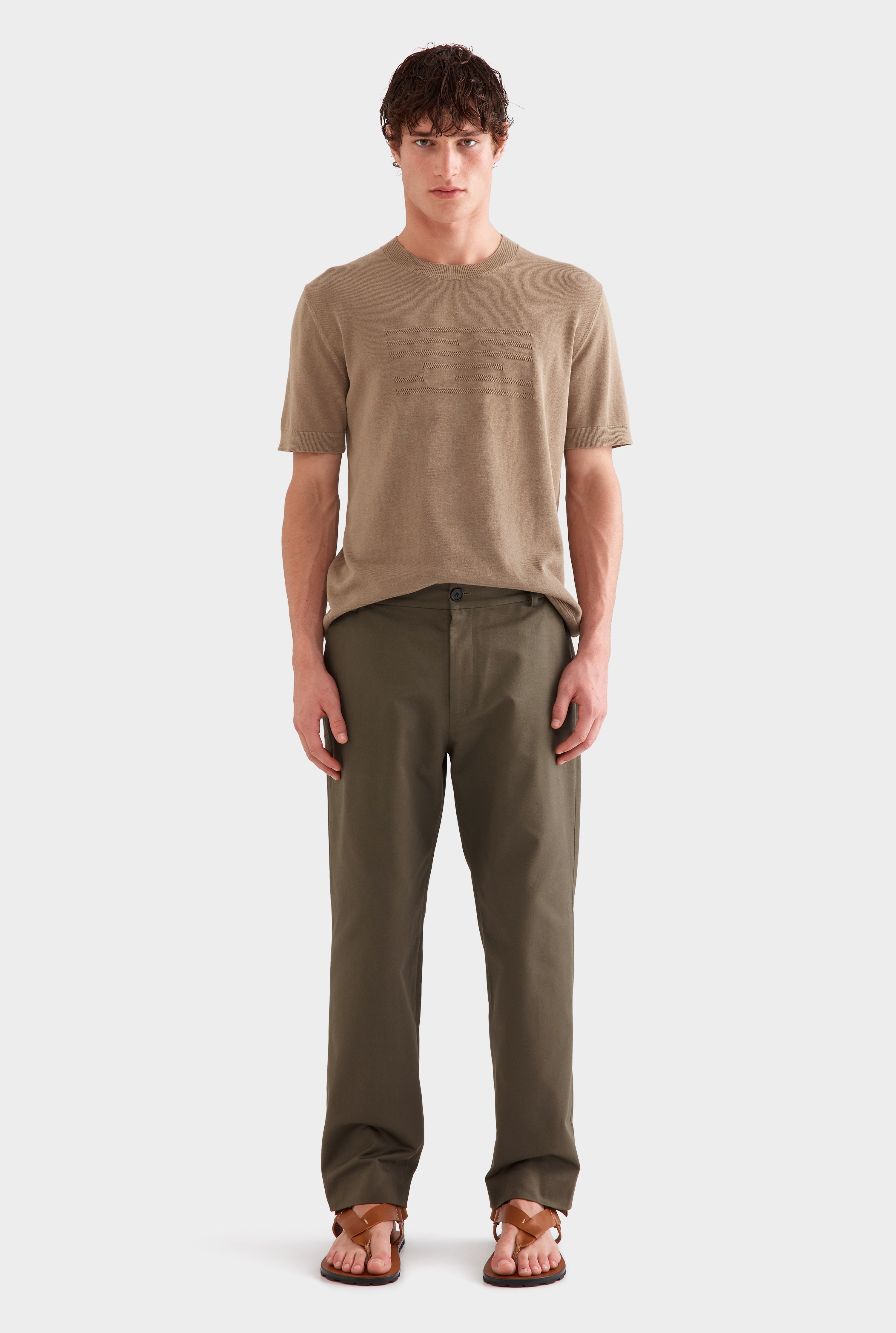 Cotton Twill Chino Trouser - Dark Olive