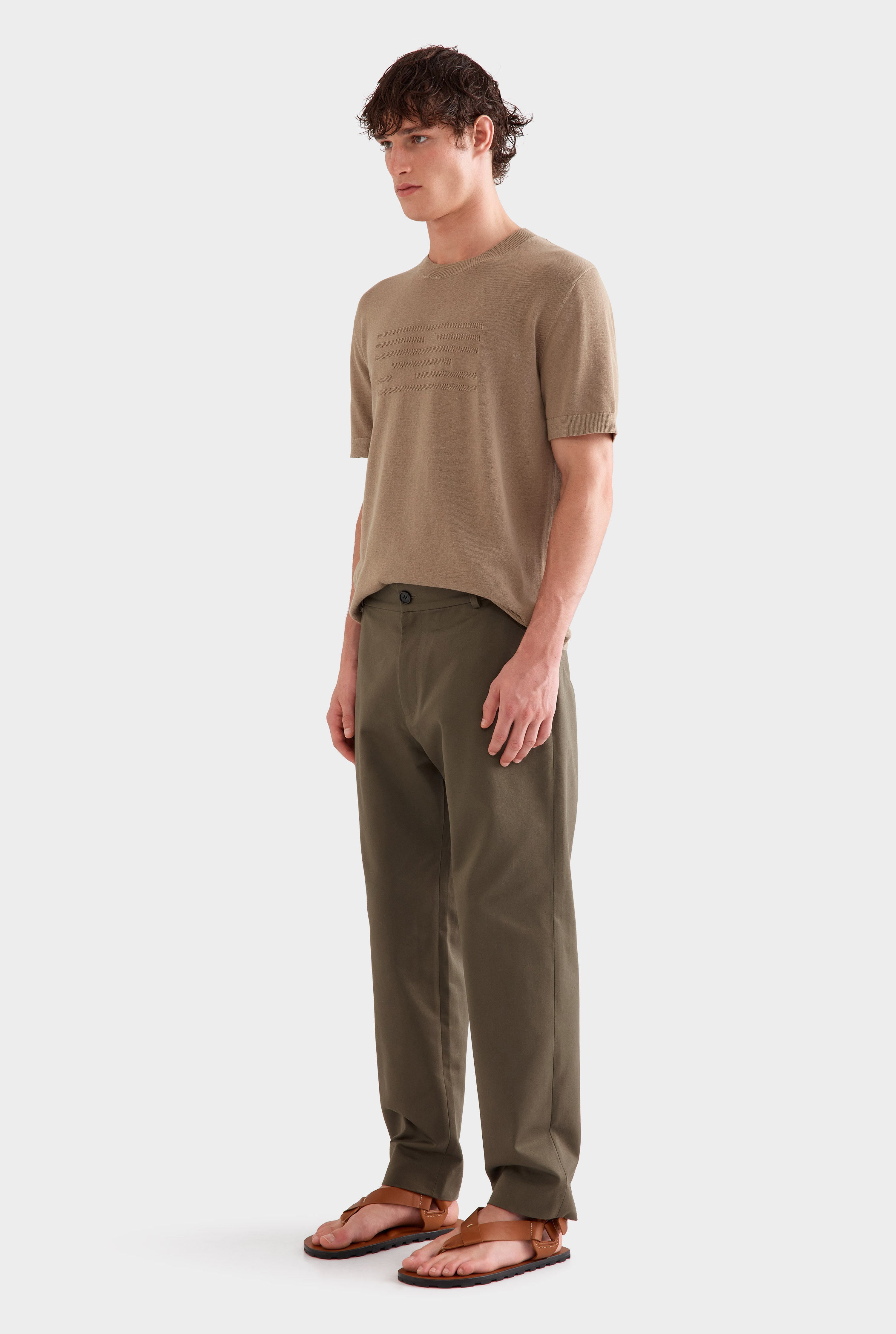 Cotton Twill Chino Trouser - Dark Olive
